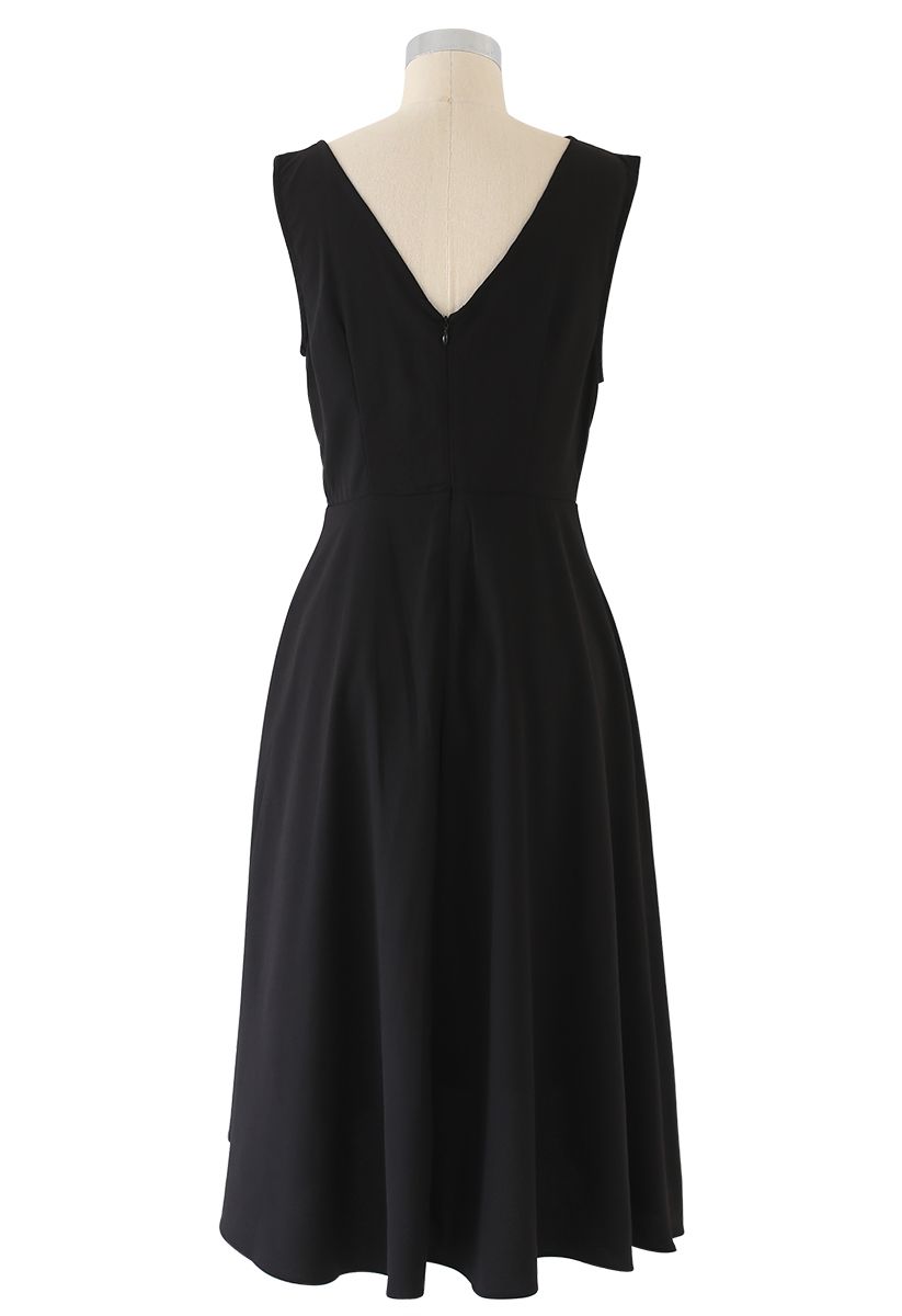 Asymmetrical Oblique Shoulder Sleeveless Midi Dress 