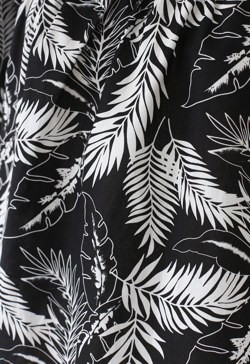 Square Neck Plantain Leaves Dolly Top in Black - Retro, Indie and ...