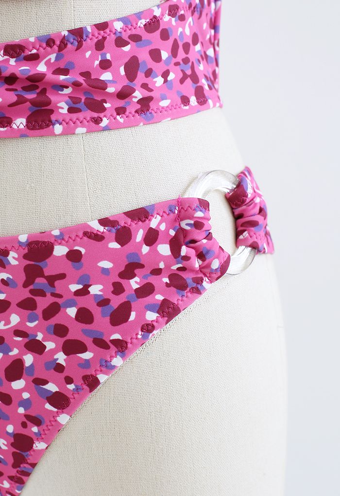 Spot Print O-Ring Lace-Up Bikini Set