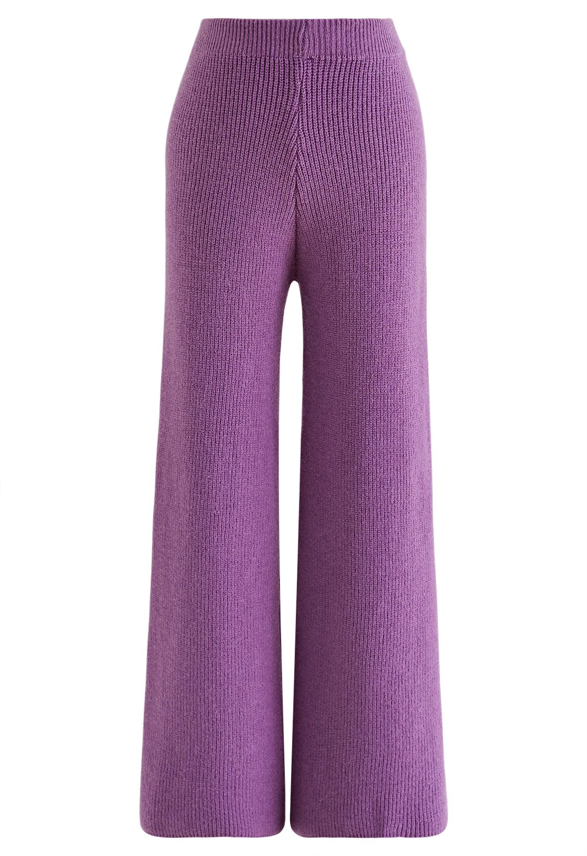 Side Knot Sweater and Straight Leg Pants Knit Set in Purple - Retro ...
