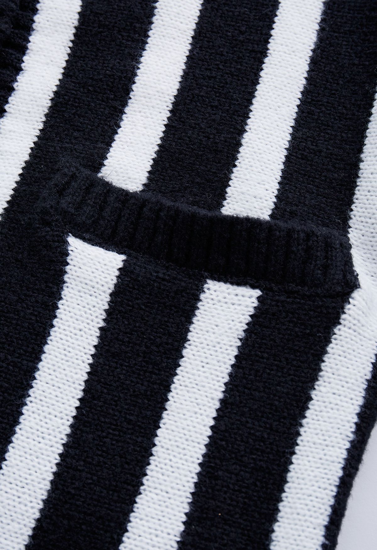 Striped Button Down Longline Cardigan in Black
