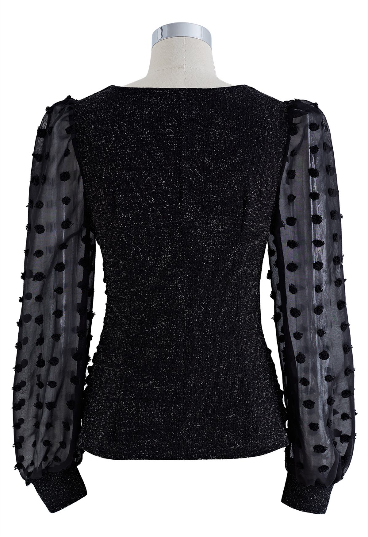 Sweetheart Neck Ruched Spliced Shimmer Top in Black - Retro, Indie and ...