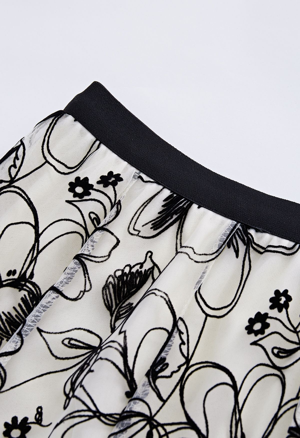 Velvet Flower Blossom Mesh Tulle Skirt in Cream - Retro, Indie and ...