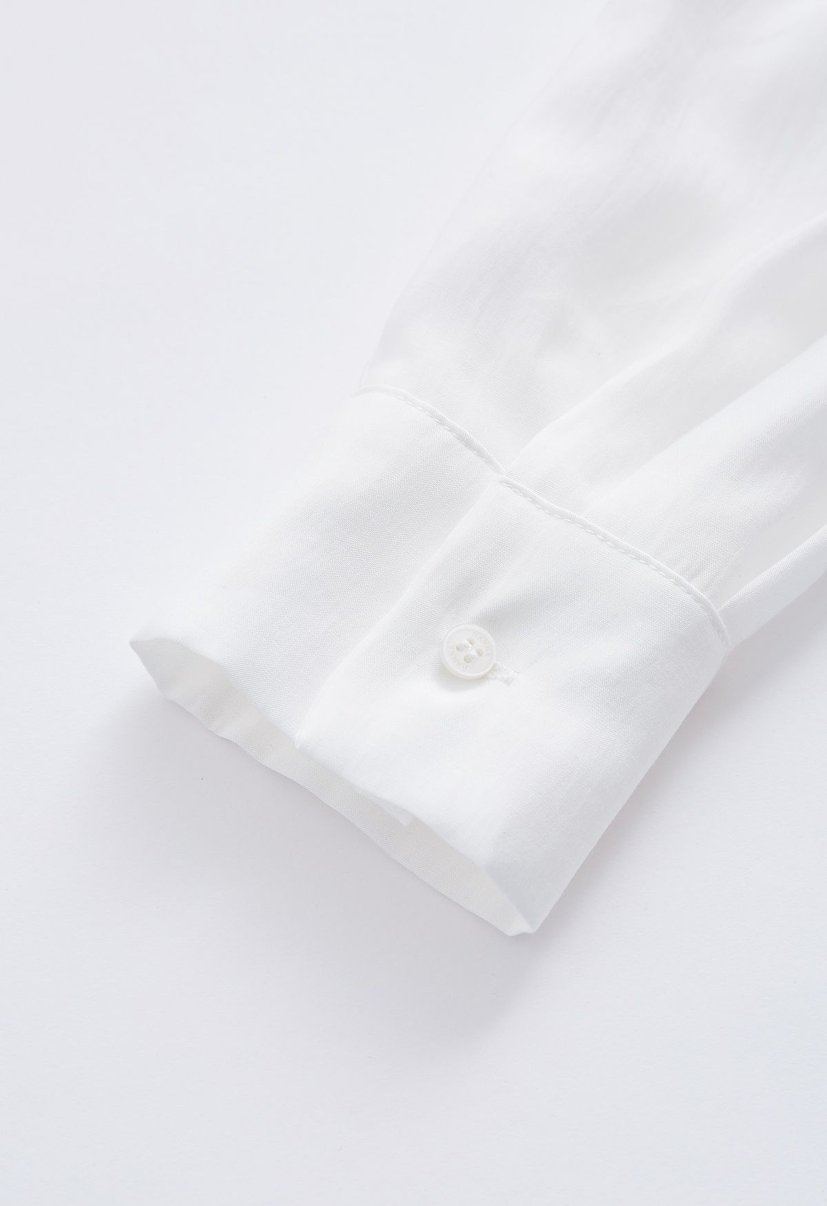 Side Vent Button Down Ruffle Shirt in White