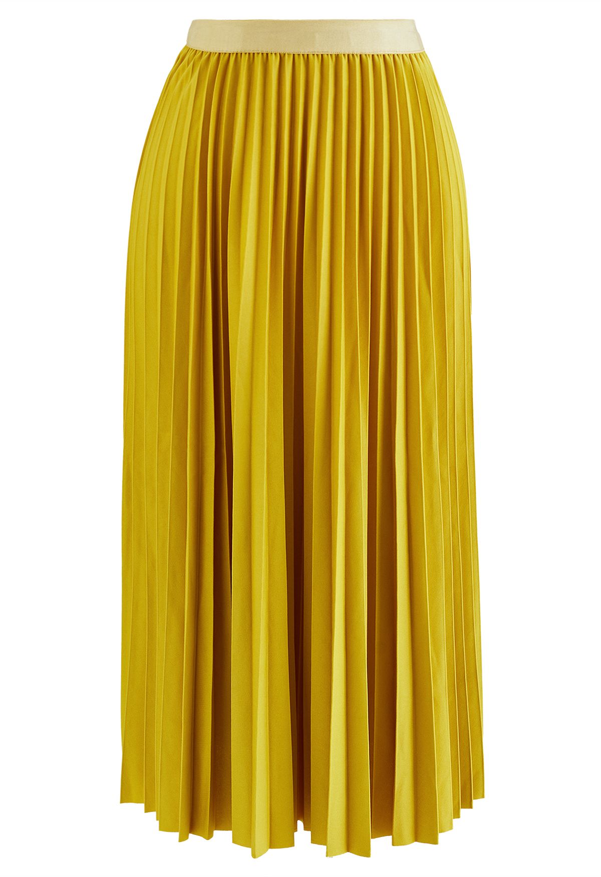 Simplicity Pleated Midi Skirt in Mustard - Retro, Indie and Unique Fashion