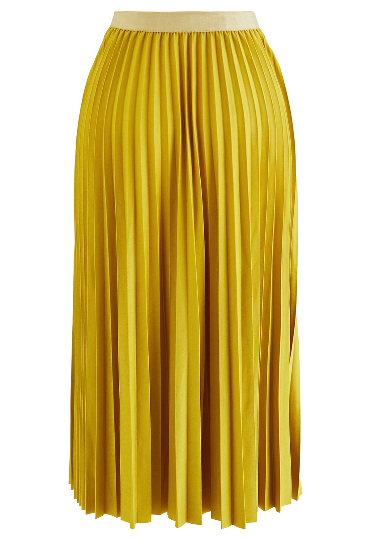 Simplicity Pleated Midi Skirt in Mustard - Retro, Indie and Unique Fashion