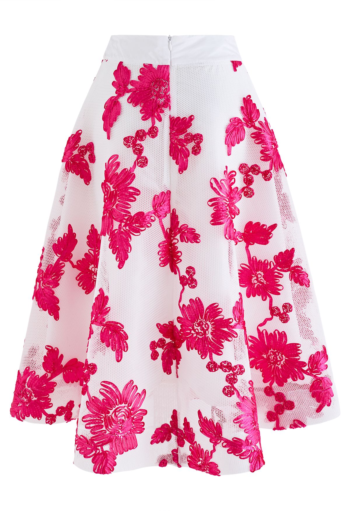 Sunflower Airy Honeycomb Flare Midi Skirt in White - Retro, Indie and ...