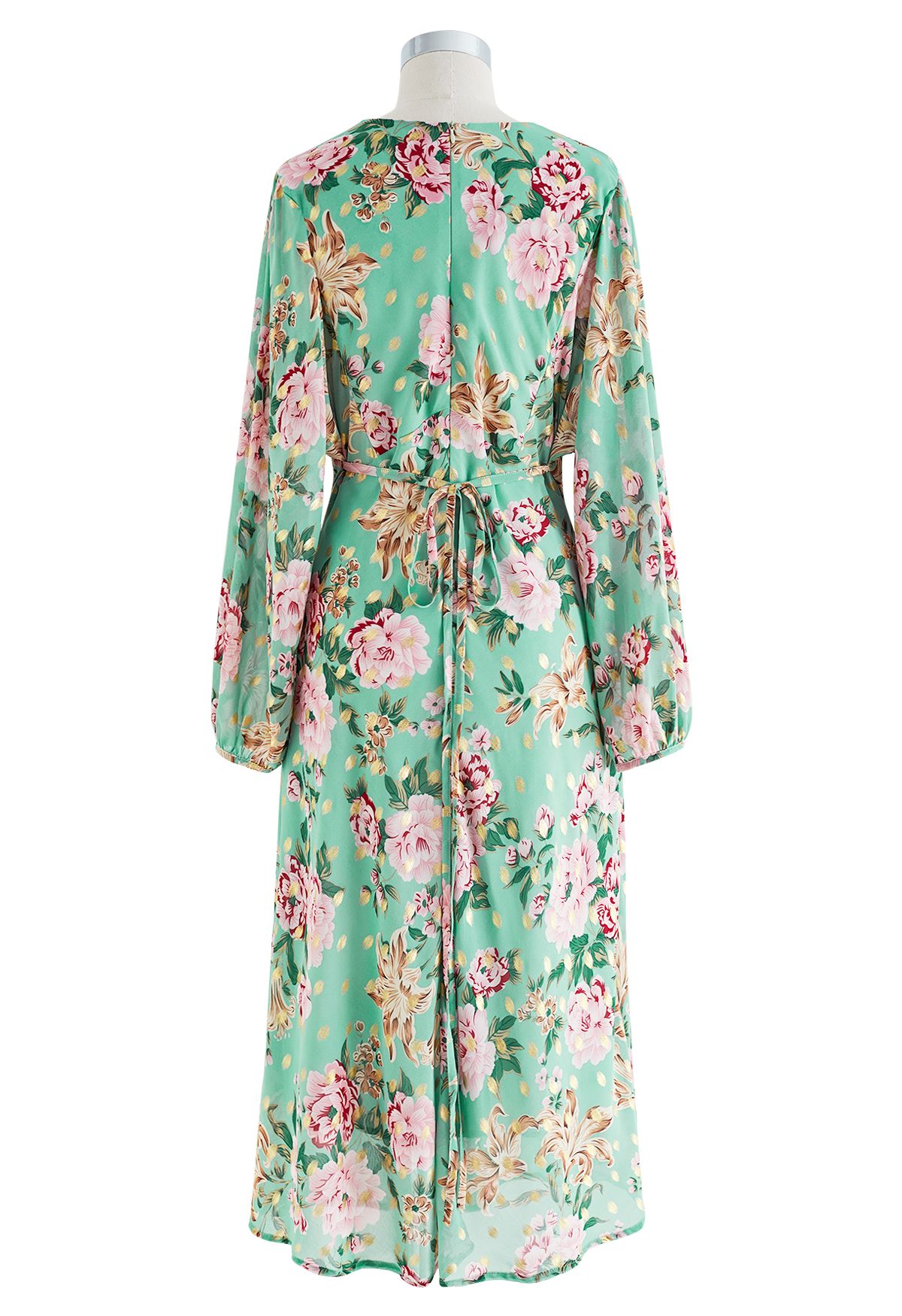 Floral to See Midi Dress with Gold Spot in Mint - Retro, Indie and ...