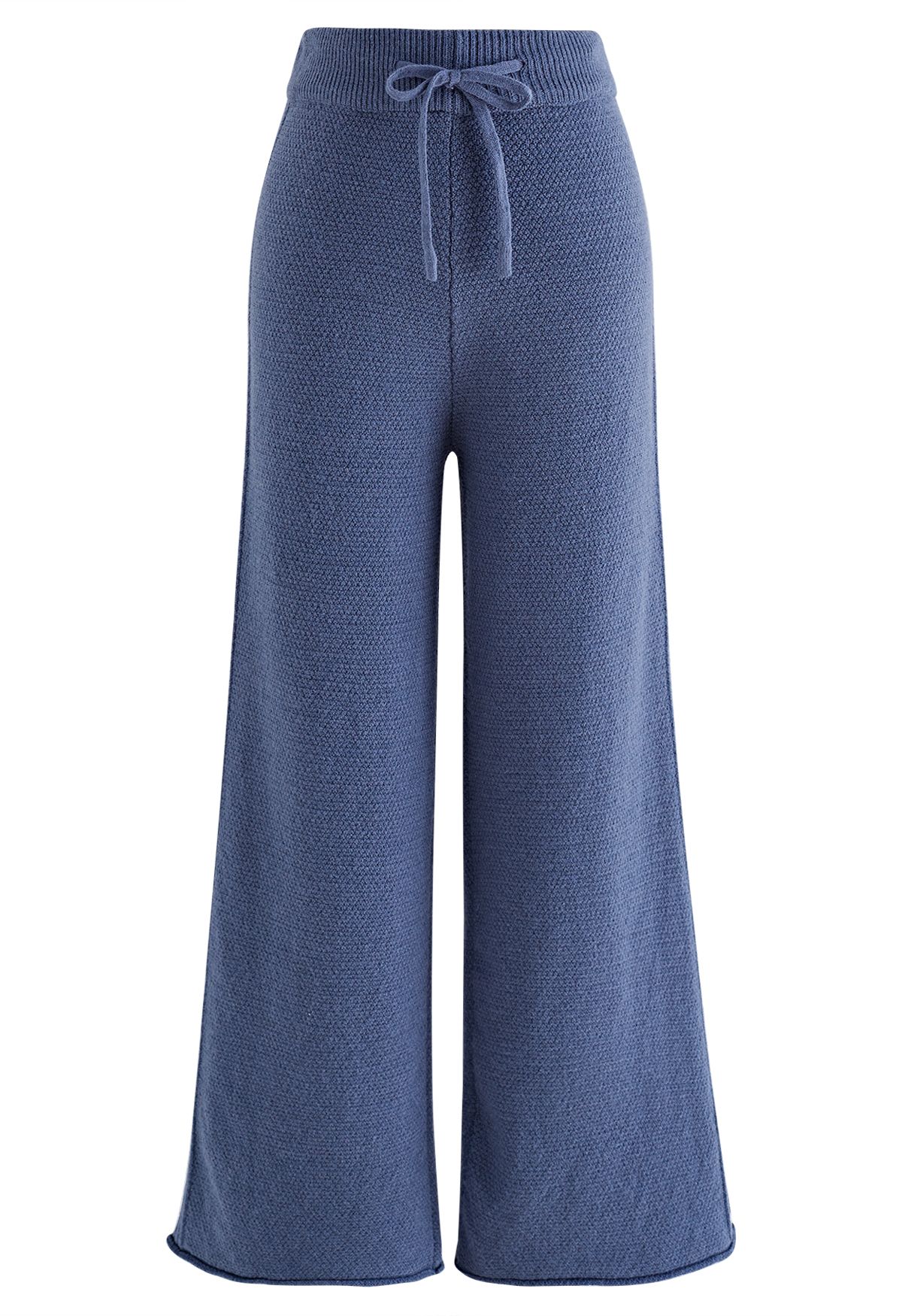 Waffle Knit Hi-Lo Sweater and Wide Leg Pants Set in Blue - Retro, Indie ...