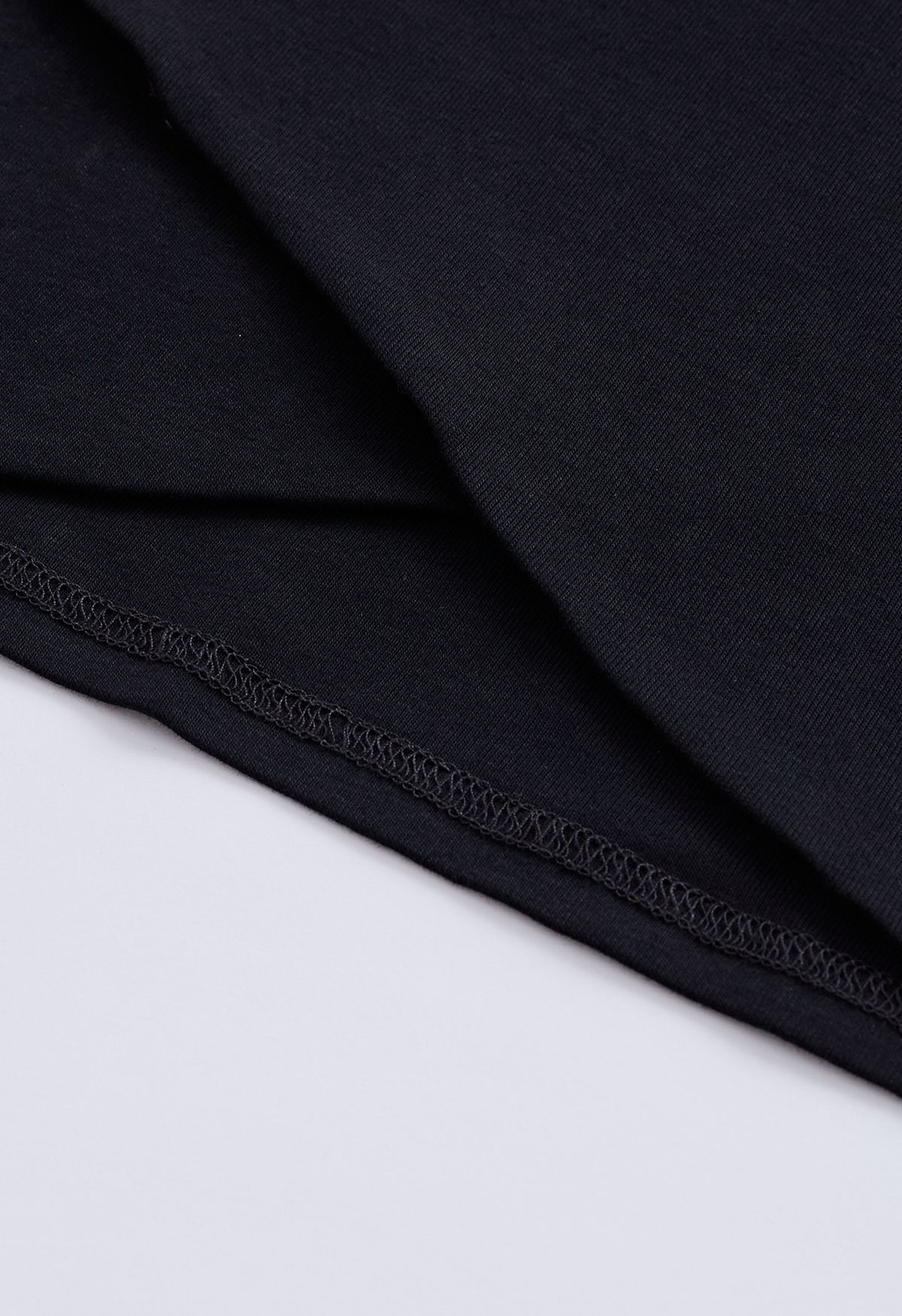 Crisscross Faux-Wrap Soft Cotton Top in Black