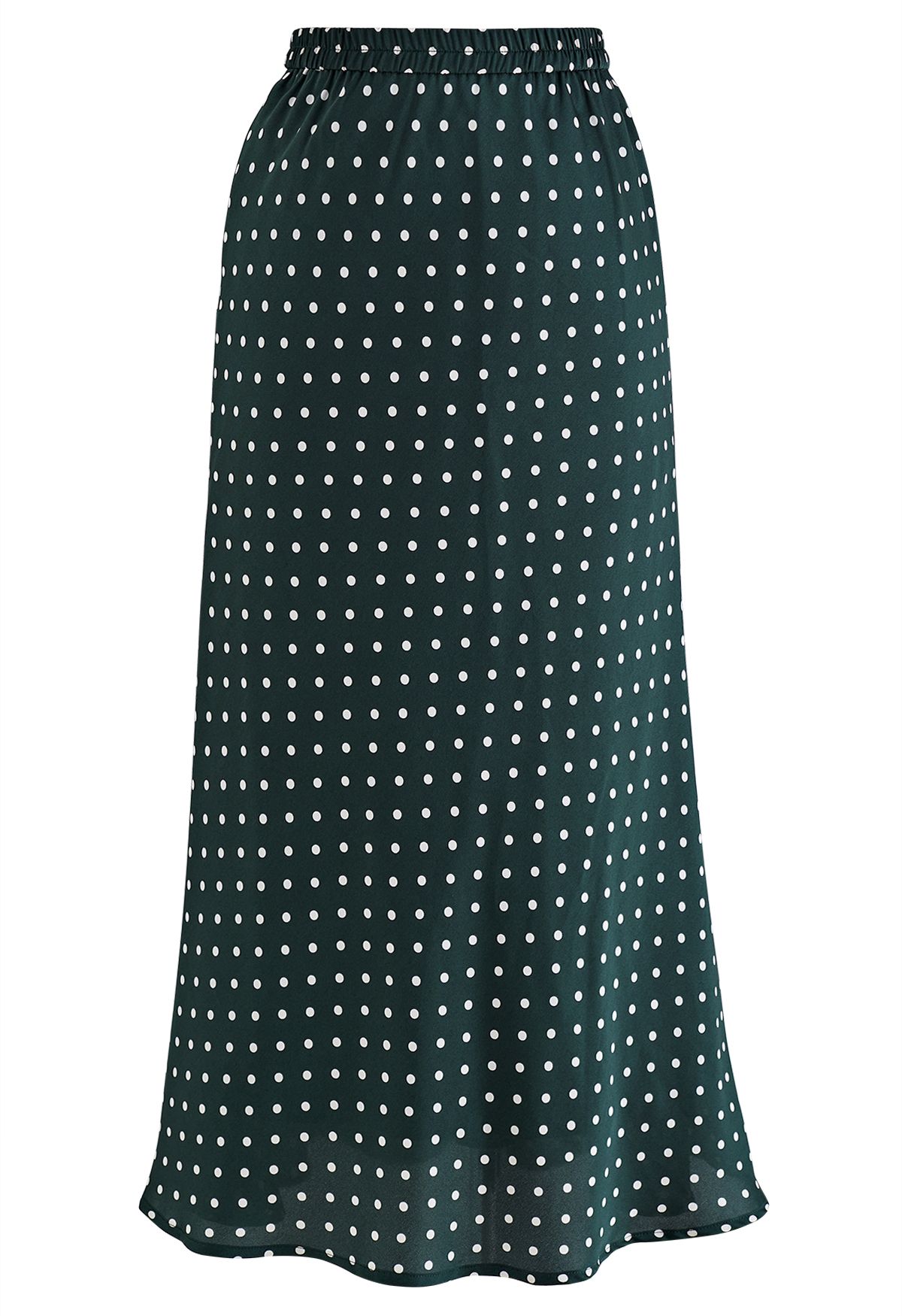 Polka Dots Print Frilling Midi Skirt