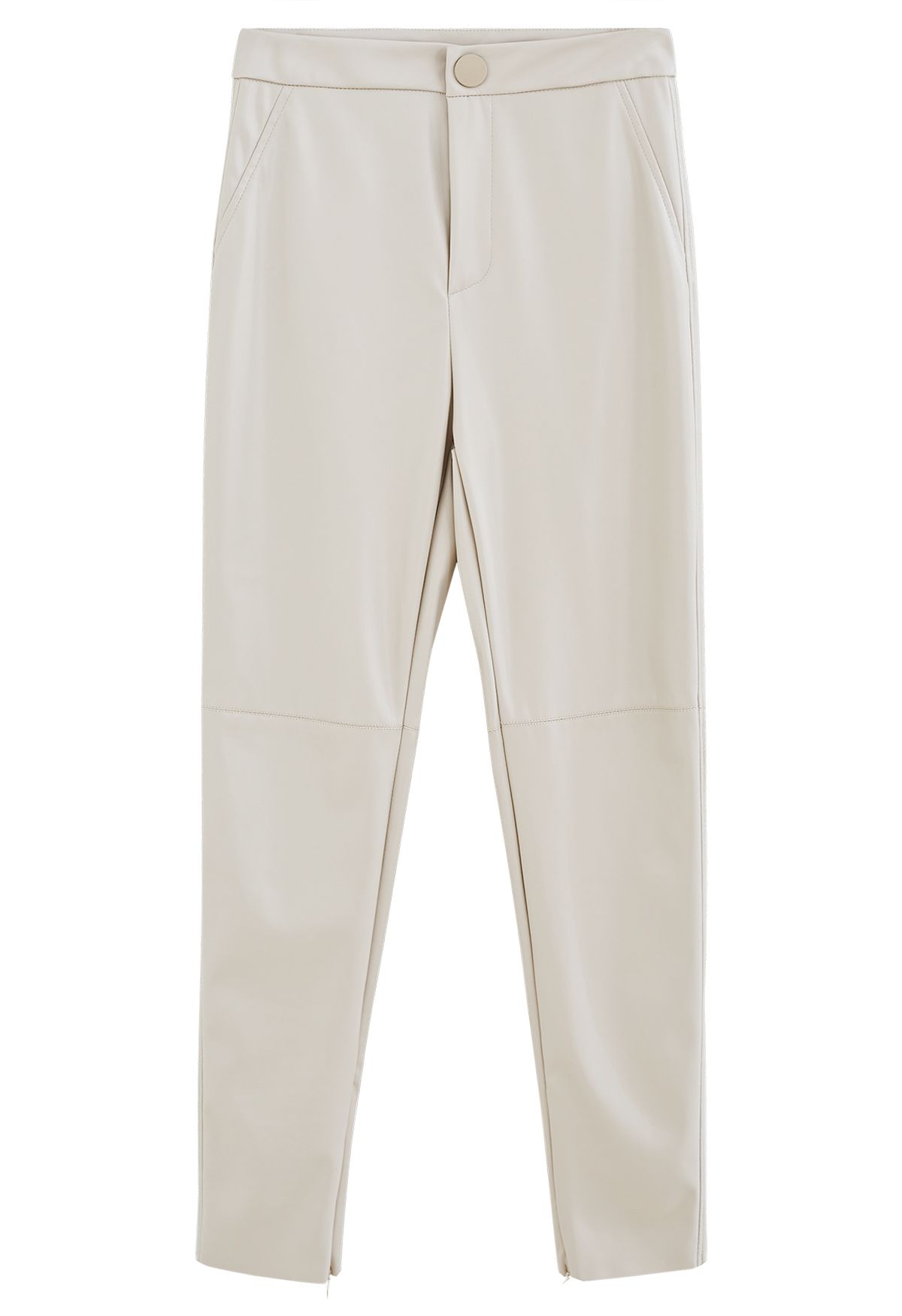 Faux Leather Crop Skinny Pants in Ivory
