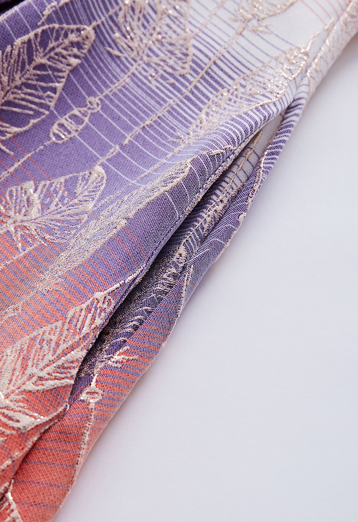 Falling Leaves Jacquard A-Line Midi Skirt in Lilac