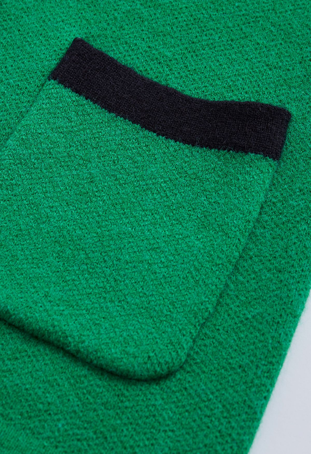 Double-Breasted Contrast Color Cardigan in Green