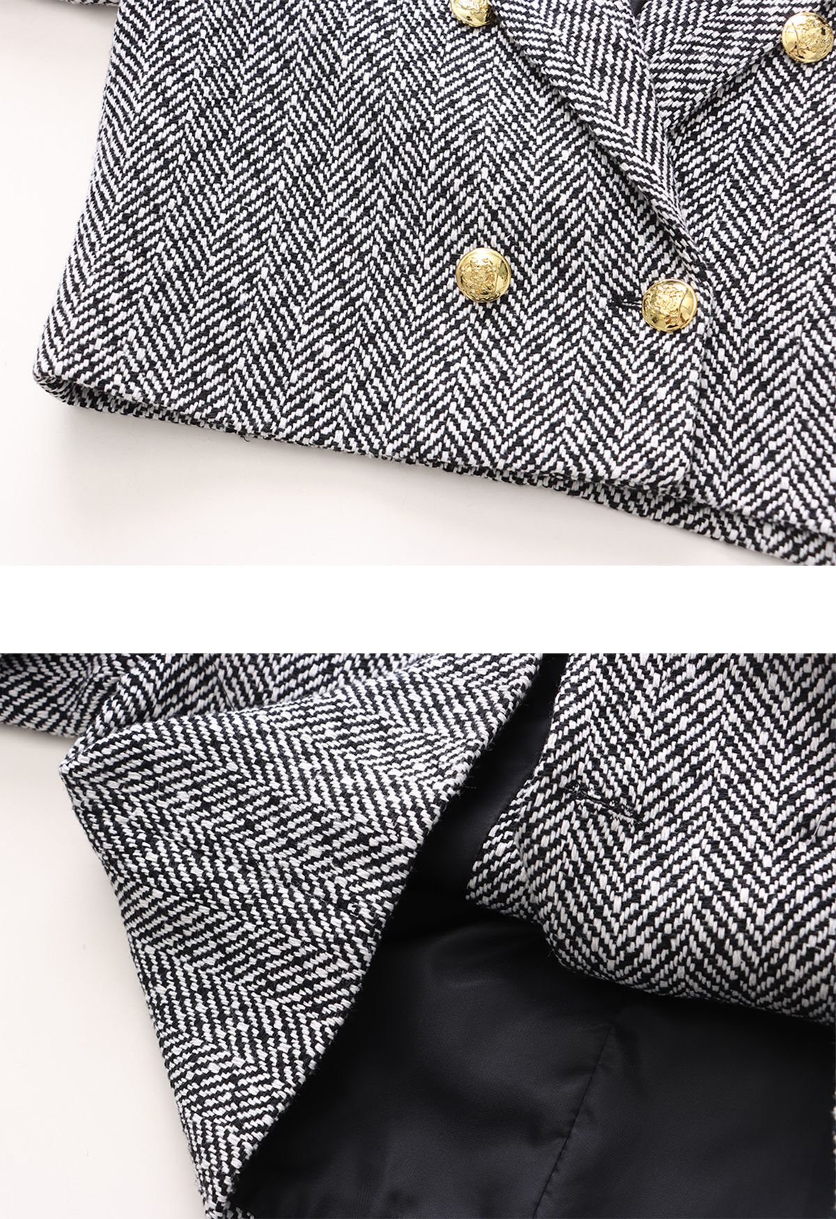 Herringbone Tweed Crop Blazer and Pleated Mini Skirt Set