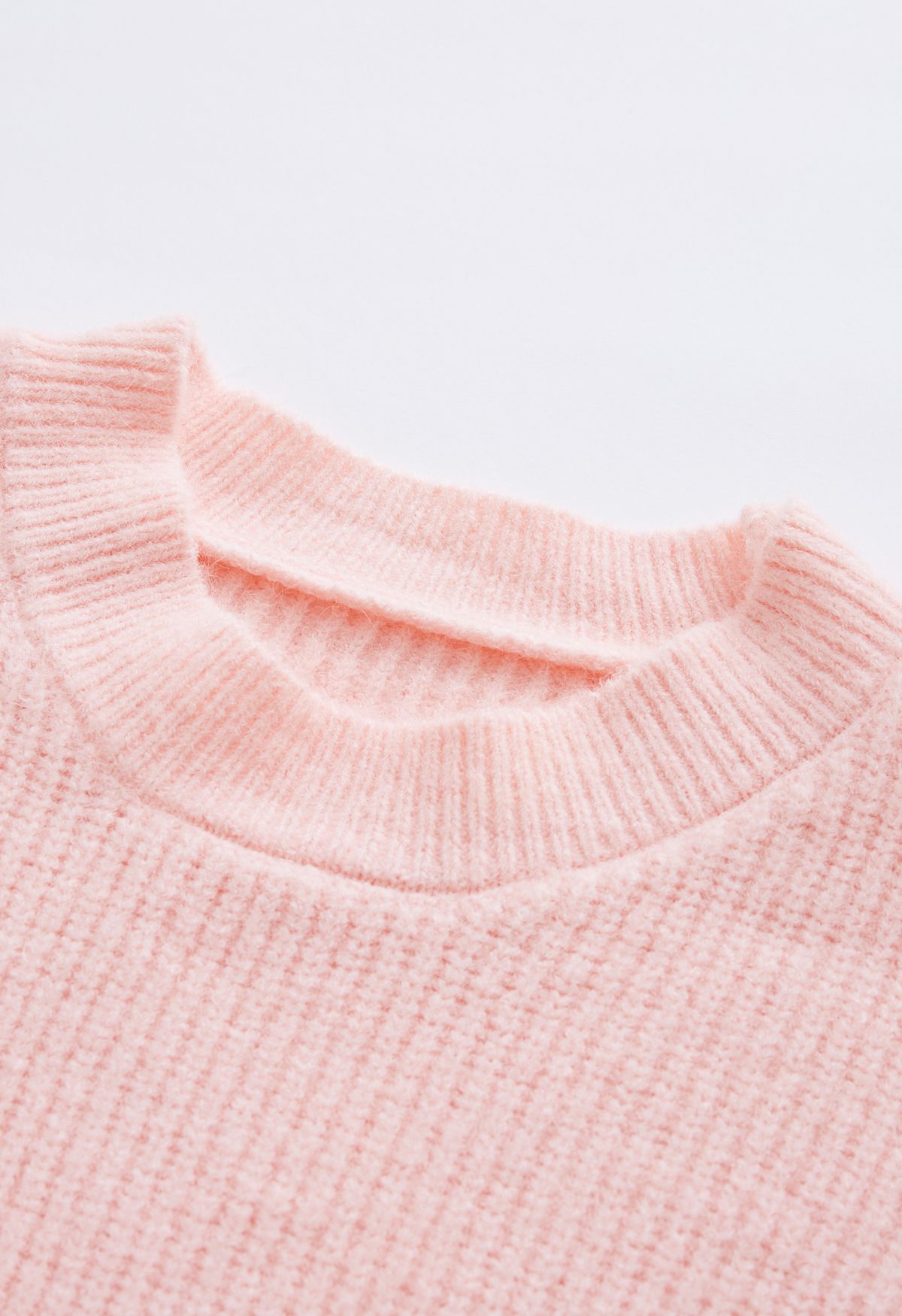 Ombre Round Neck Rib Knit Sweater in Pink