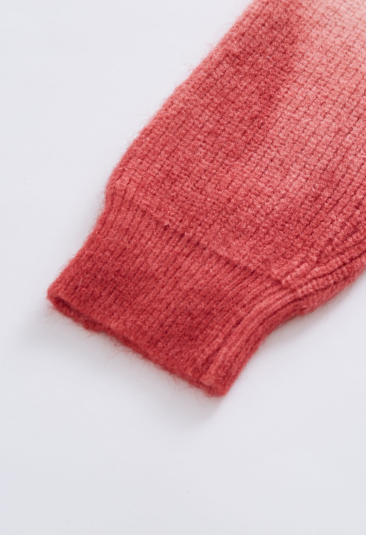 Ombre Round Neck Rib Knit Sweater in Pink