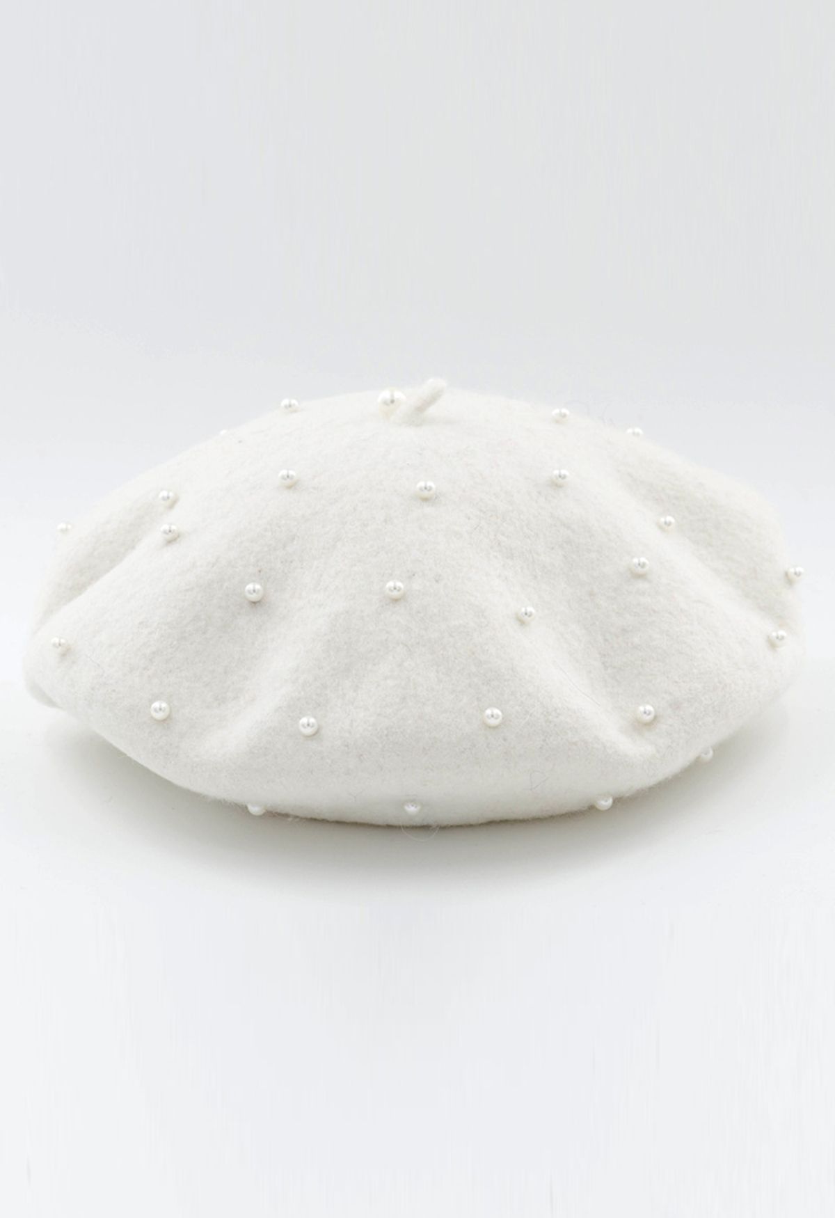 Handmade Pearl Wool Blend Beret Hat in White