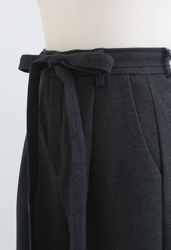 Wool-Blend Straight Leg Belted Pants in Smoke - Retro, Indie and Unique ...