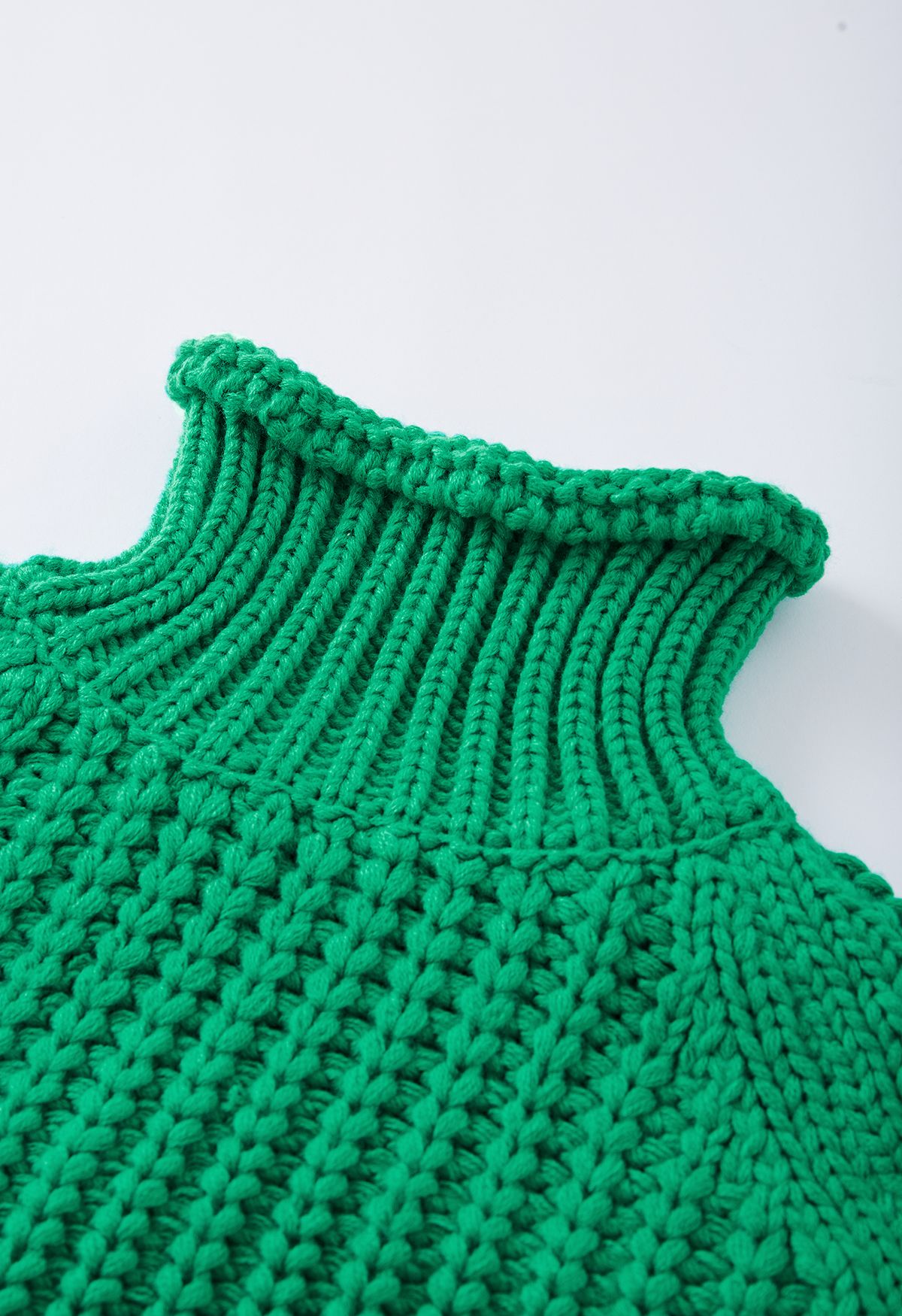 High Neck Chunky Knit Sweater in Green