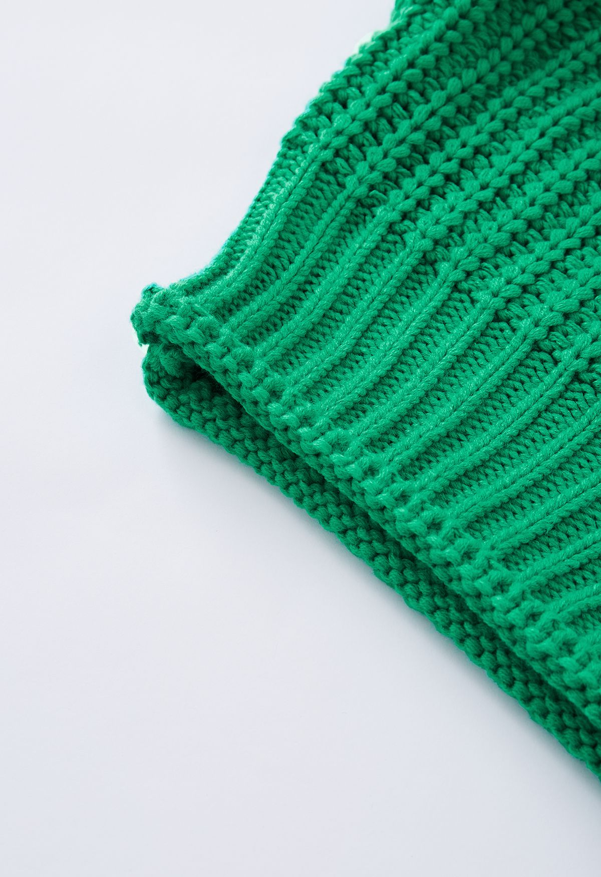 High Neck Chunky Knit Sweater in Green