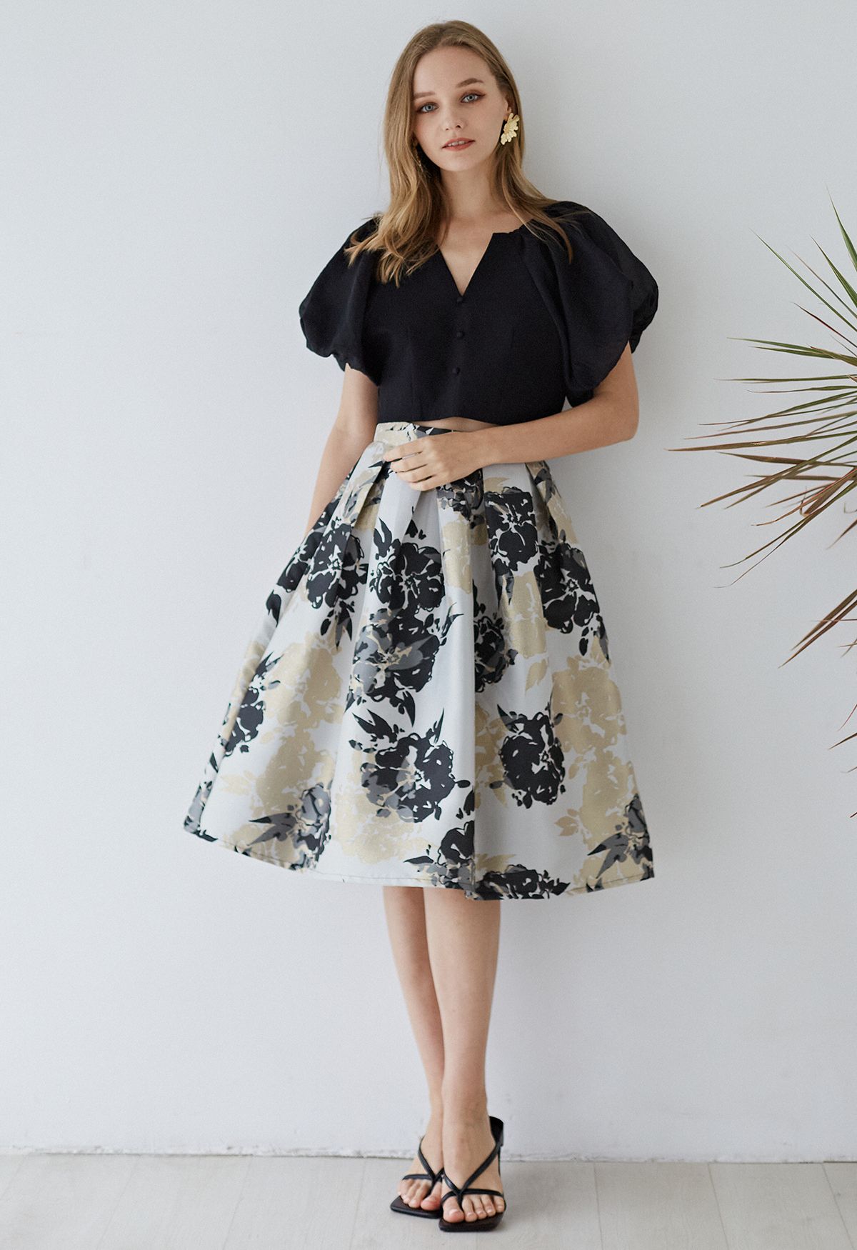 Audire新品】Blooming jacquard skirt(White) - www 