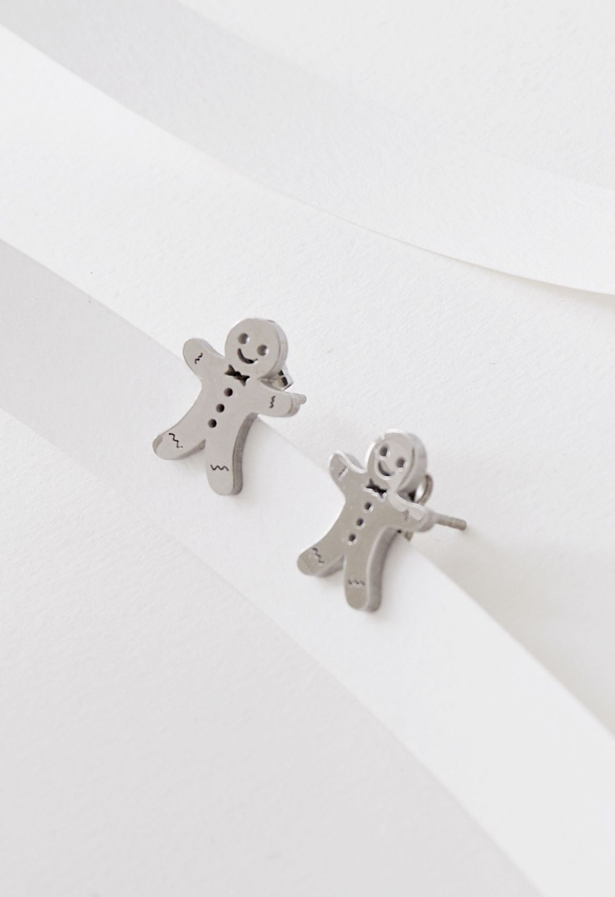Cute Biscuit Man Earrings in Silver