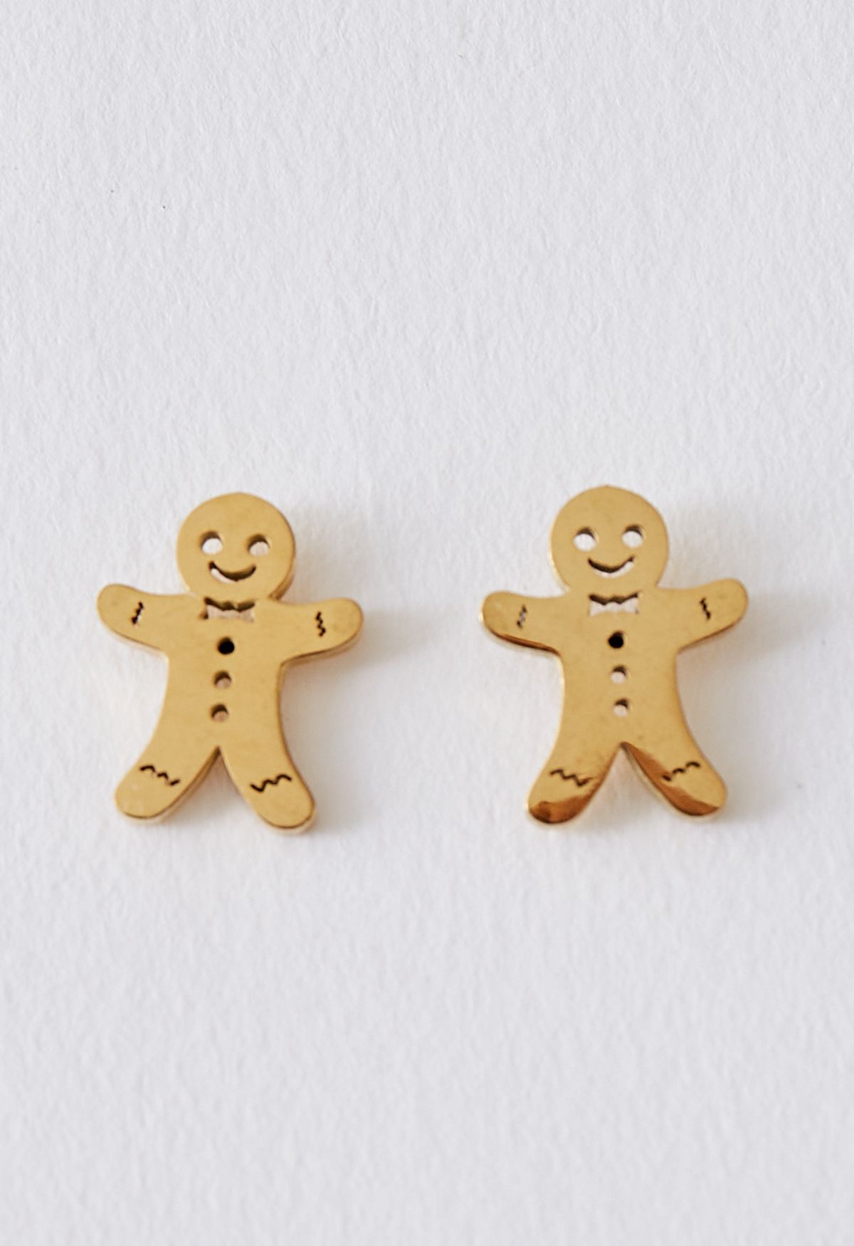 Cute Biscuit Man Earrings in Gold