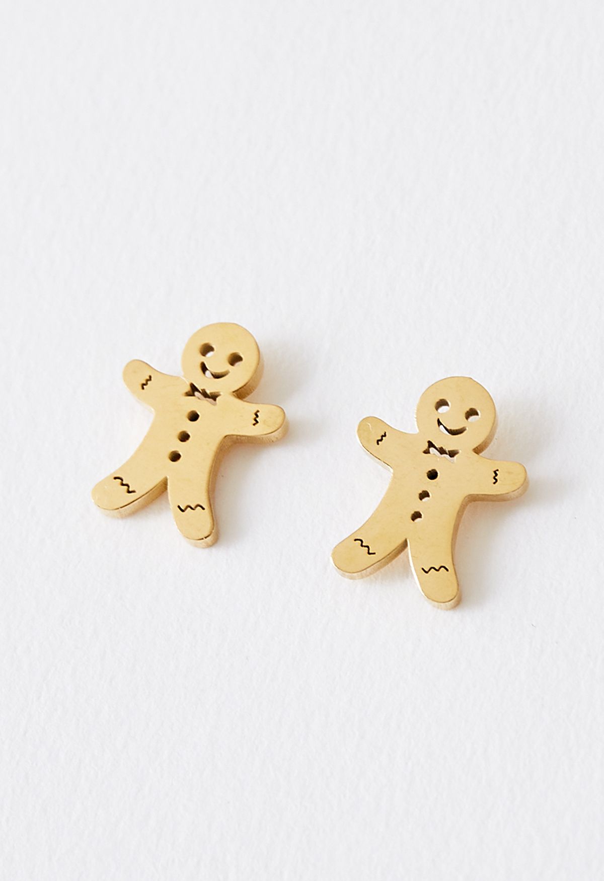 Cute Biscuit Man Earrings in Gold