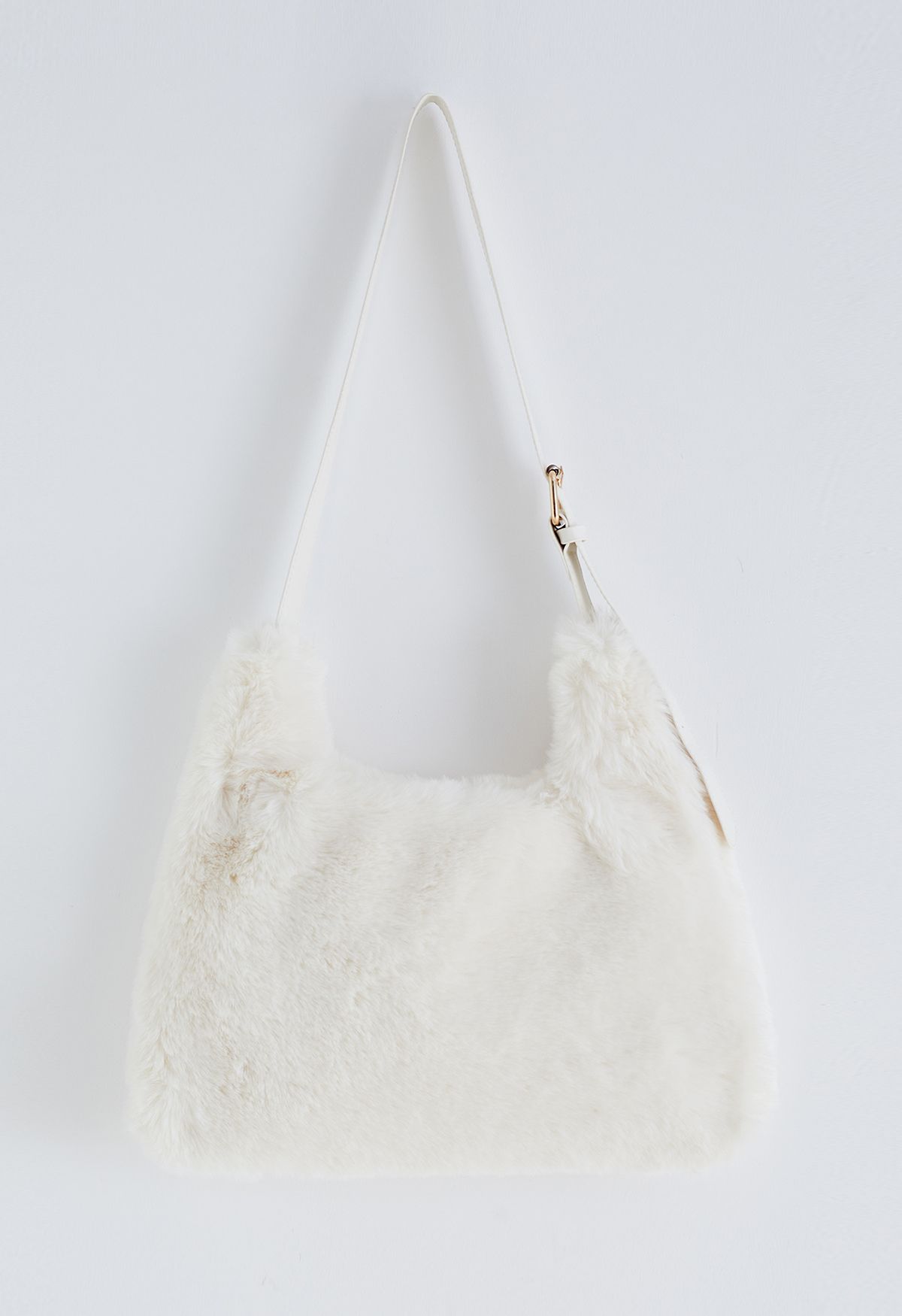 Ultra-Soft Faux Fur Shoulder Bag in White