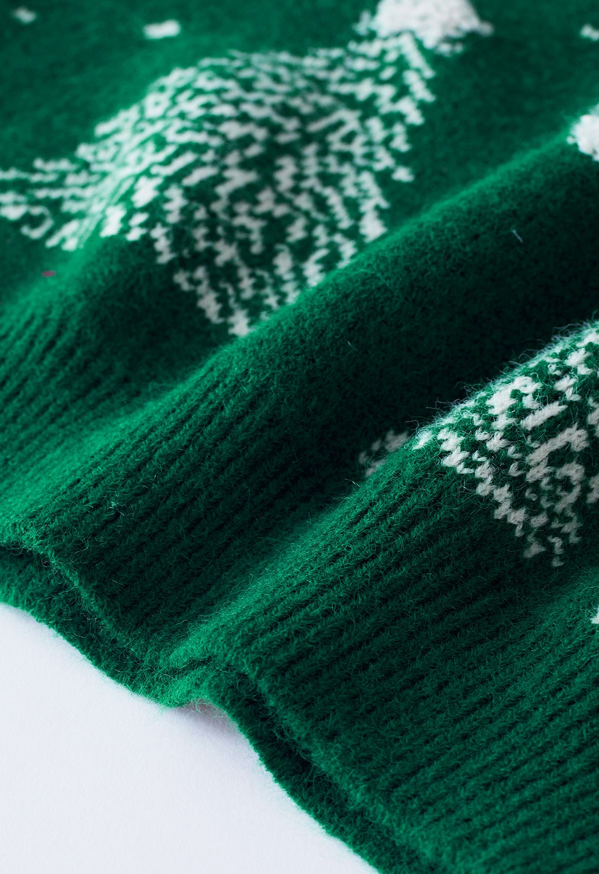 Christmas Tree Pattern Jacquard Knit Sweater in Green