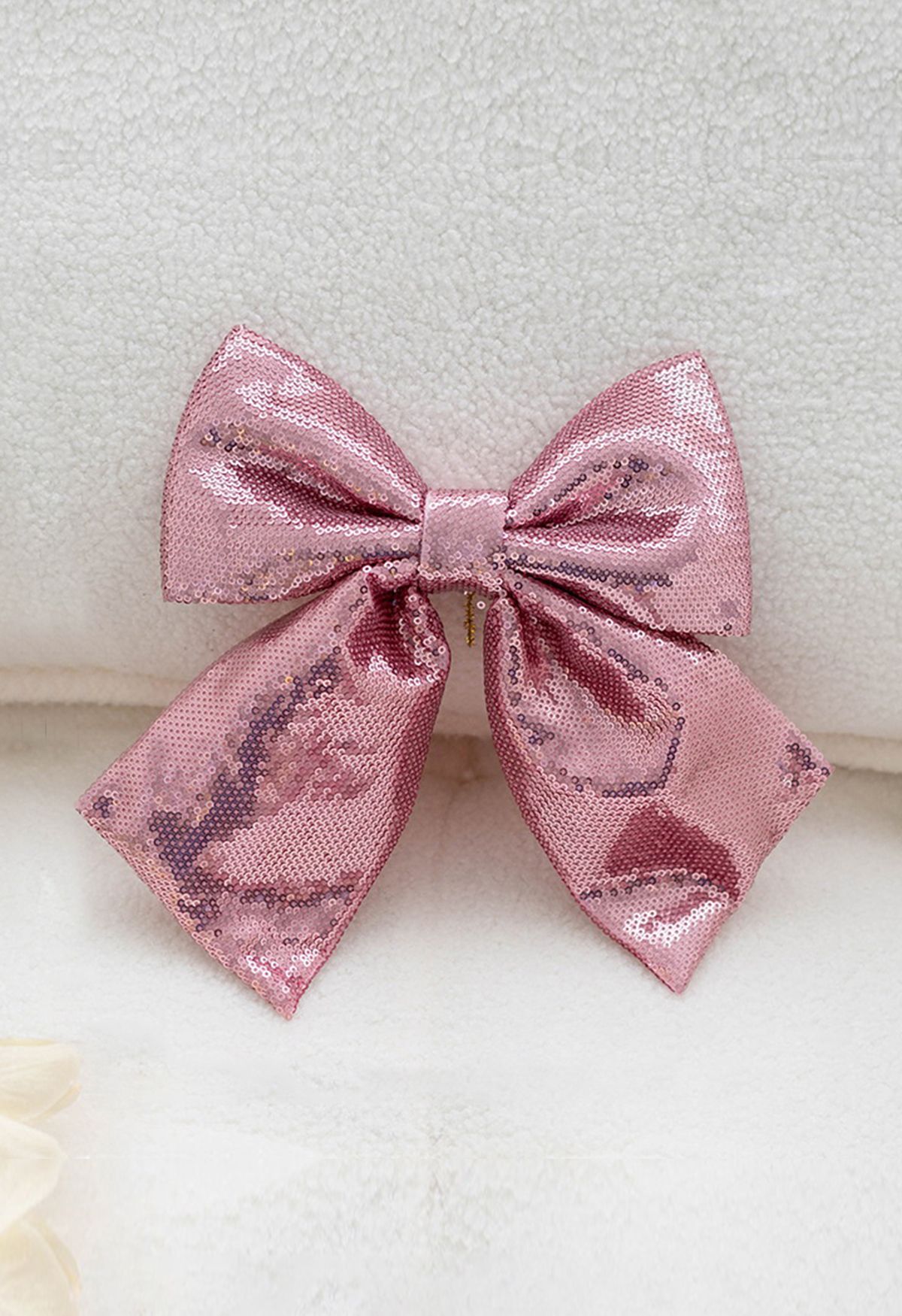 Full Sequins Bowknot Christmas Ornament in Pink