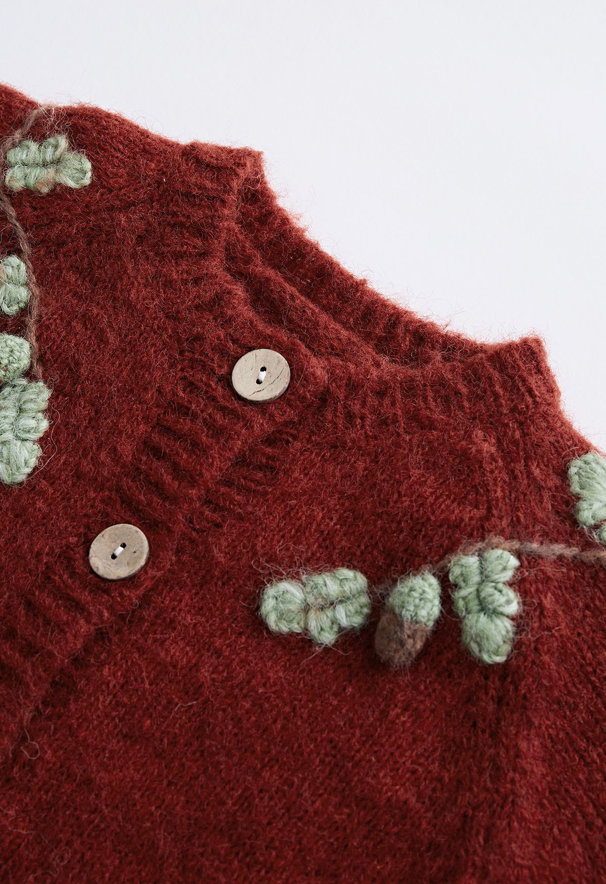 Wooden Button Fuzzy Knit Cardigan For Kids