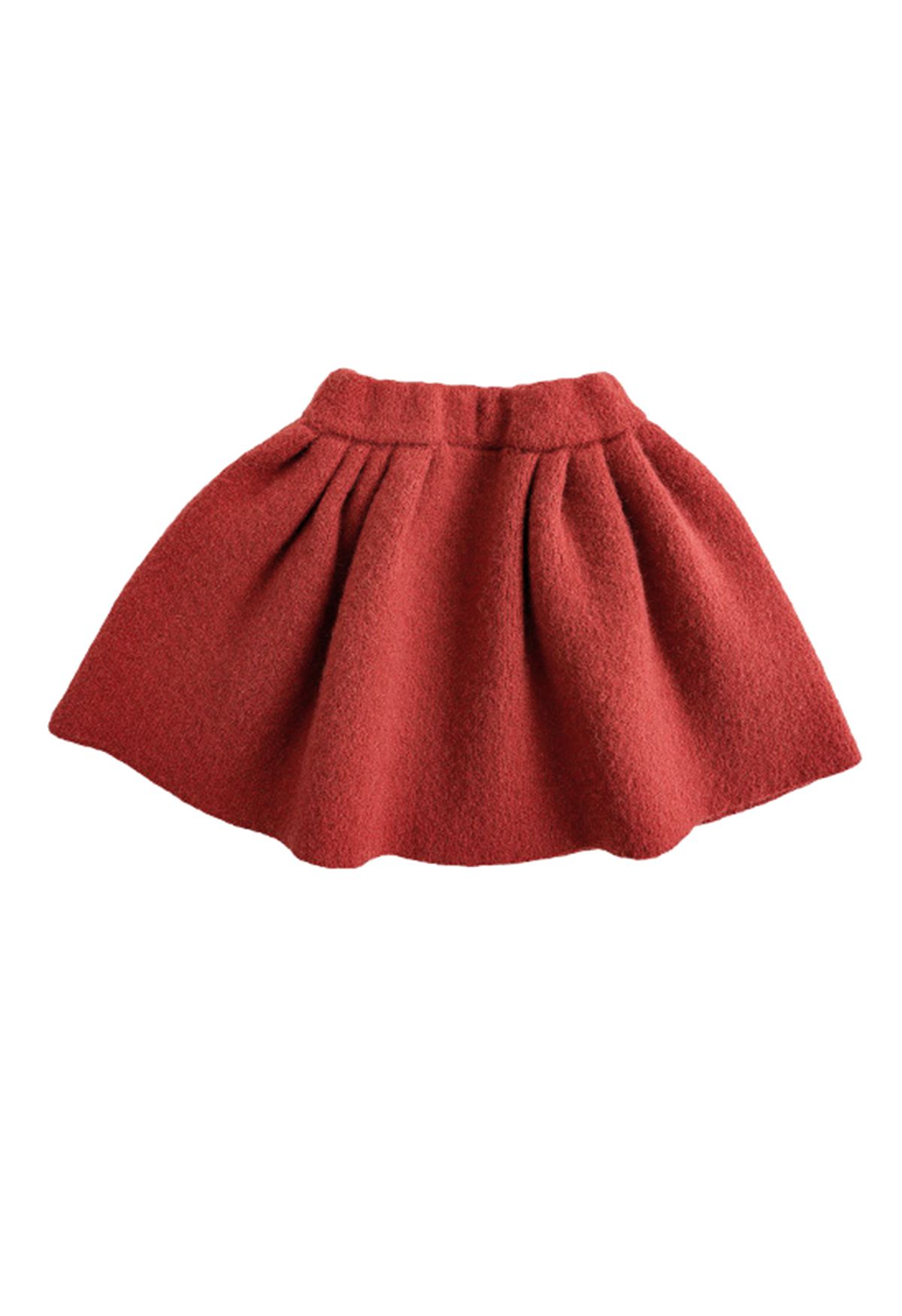 Solid Color Pleated Skirt For Kids
