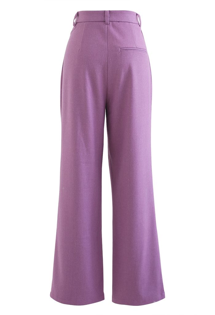 Fake Pocket Seam Detailing Pants in Lilac