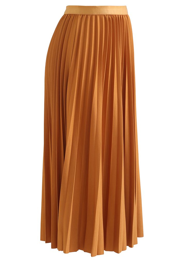 Simplicity Pleated Midi Skirt in Pumpkin