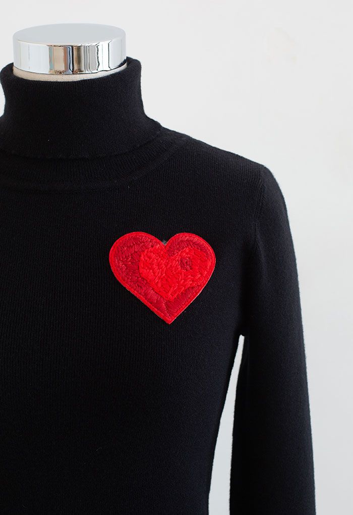 In My Heart Turtleneck Knit Top in Black