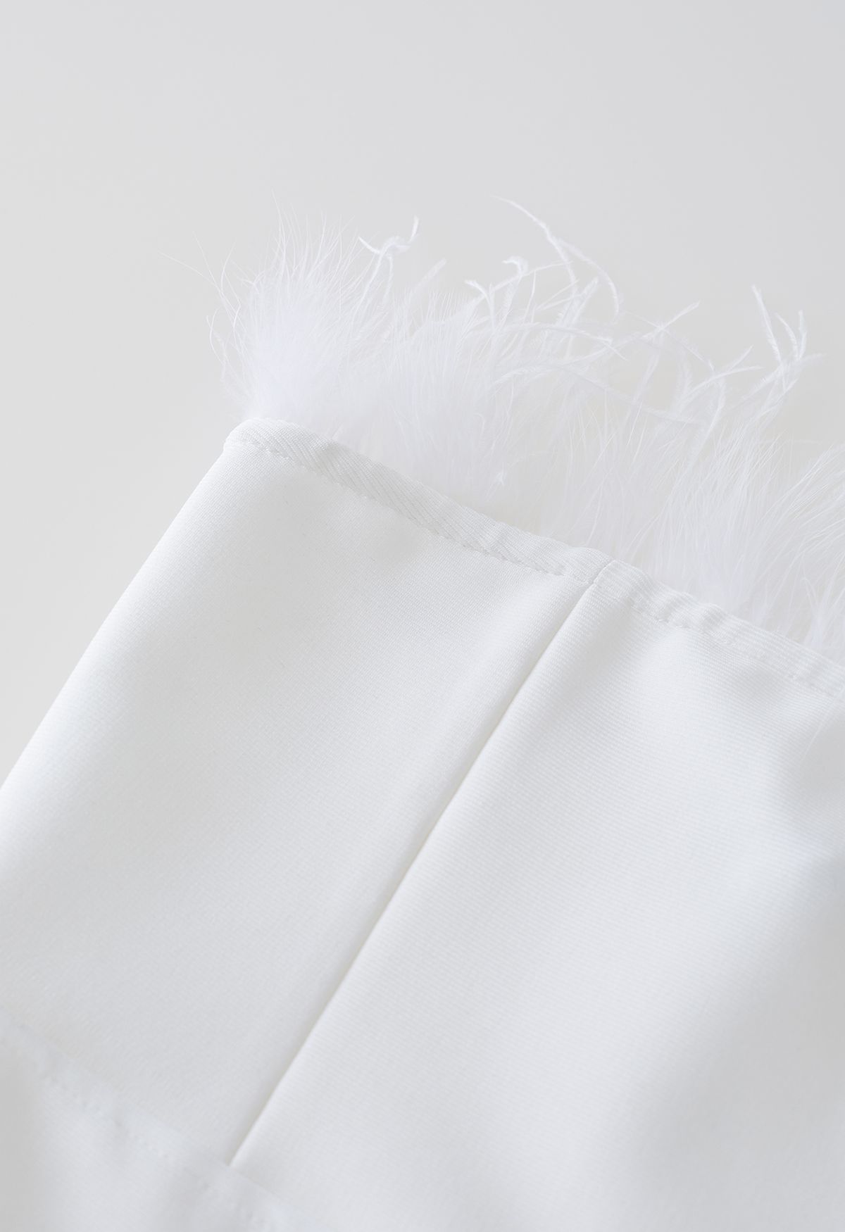 Feather Trim Bodycon Tube Cocktail Dress in White