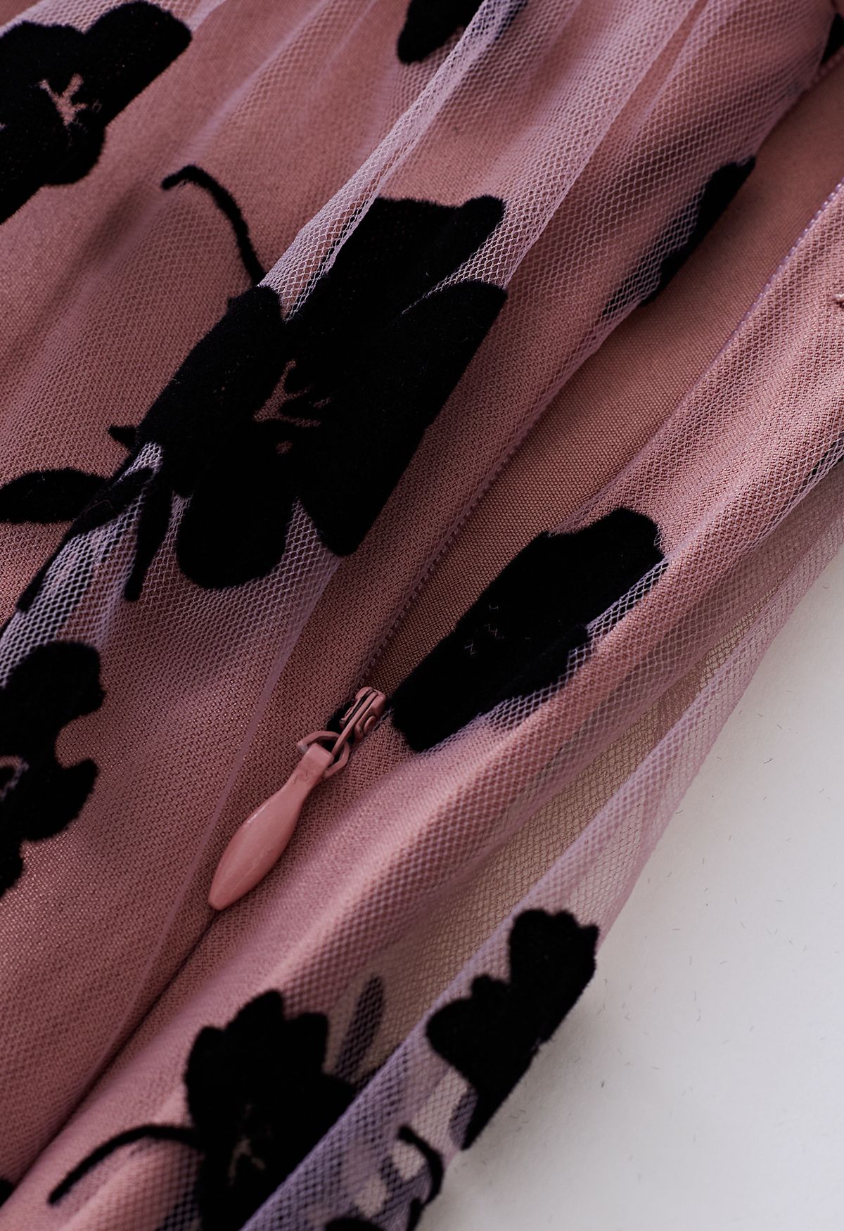 3D Posy Mesh Wrap Maxi Dress in Pink