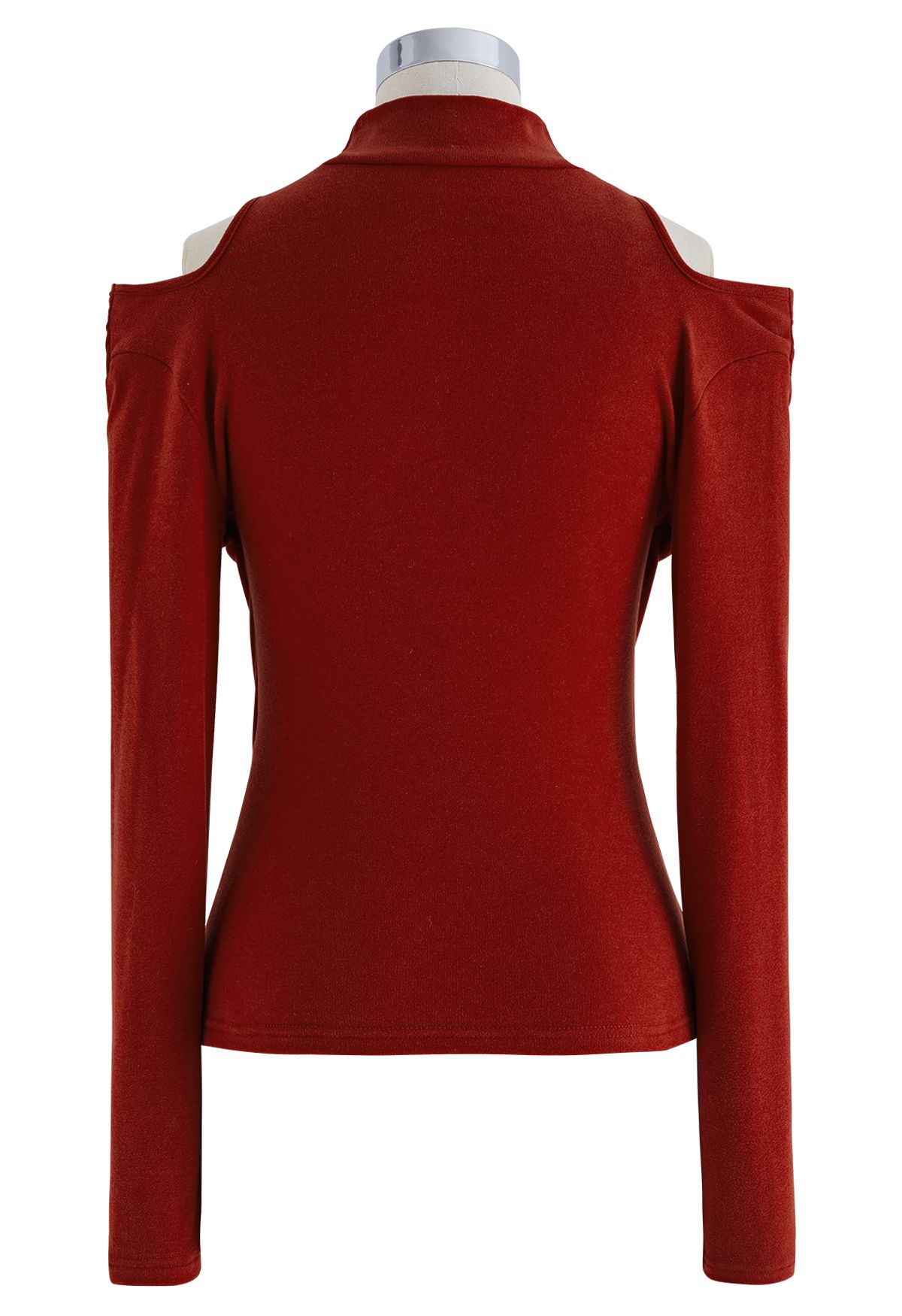 Skin-Friendly Cold-Shoulder Top in Red