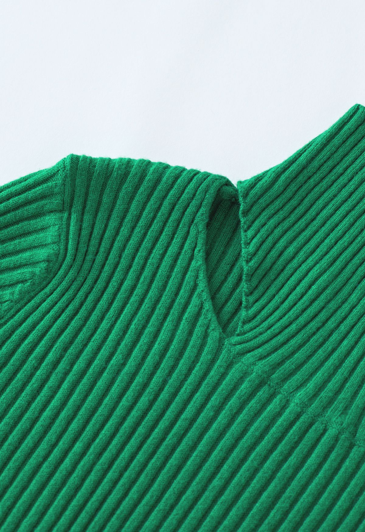 Cutout High Neck Rib Knit Top in Green - Retro, Indie and Unique Fashion
