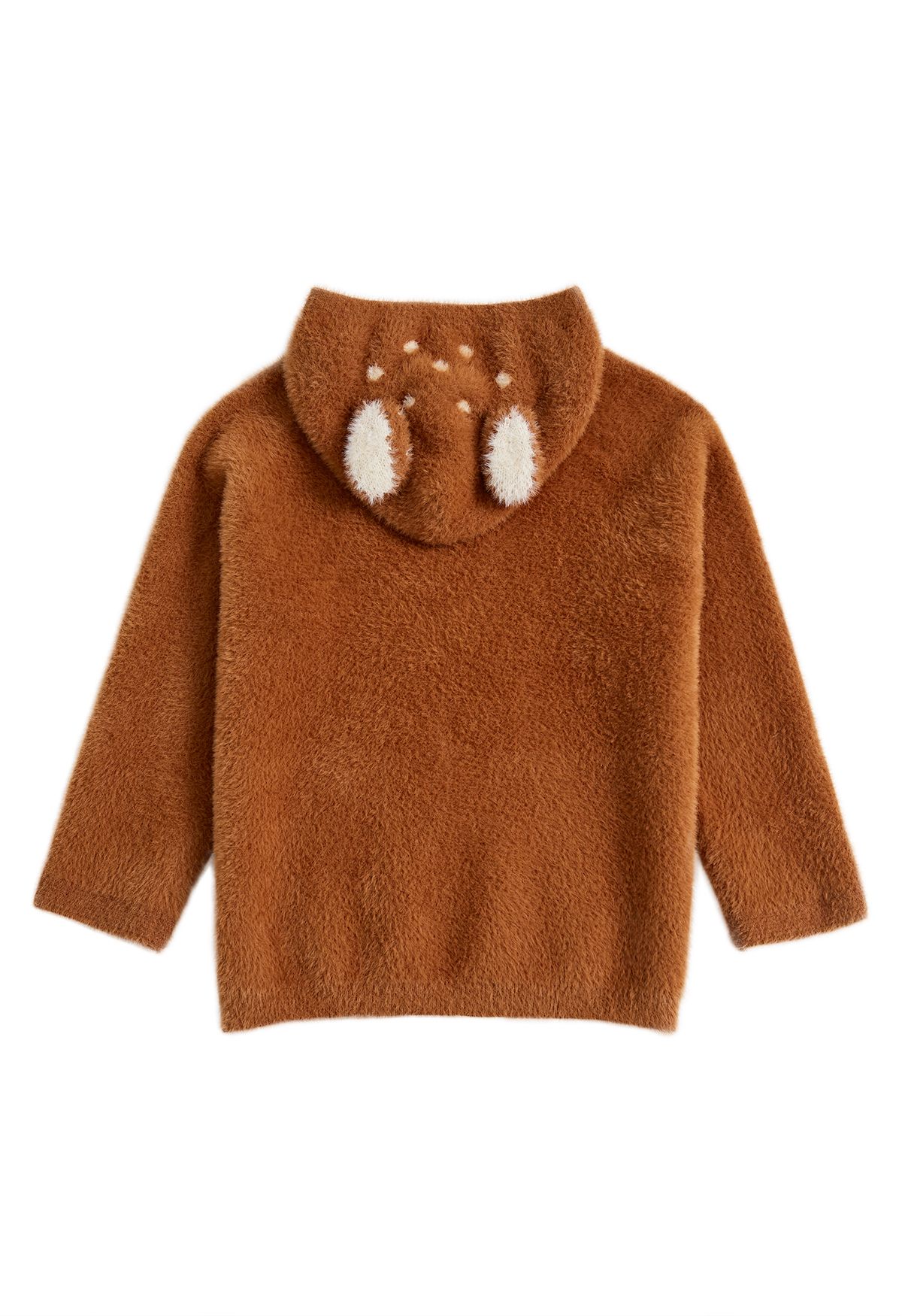 Sika Deer Fuzzy Knit Hooded Sweater in Caramel For Kids