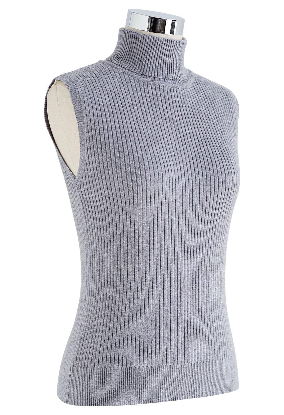 Turtleneck Soft Knit Sleeveless Top in Grey - Retro, Indie and Unique ...