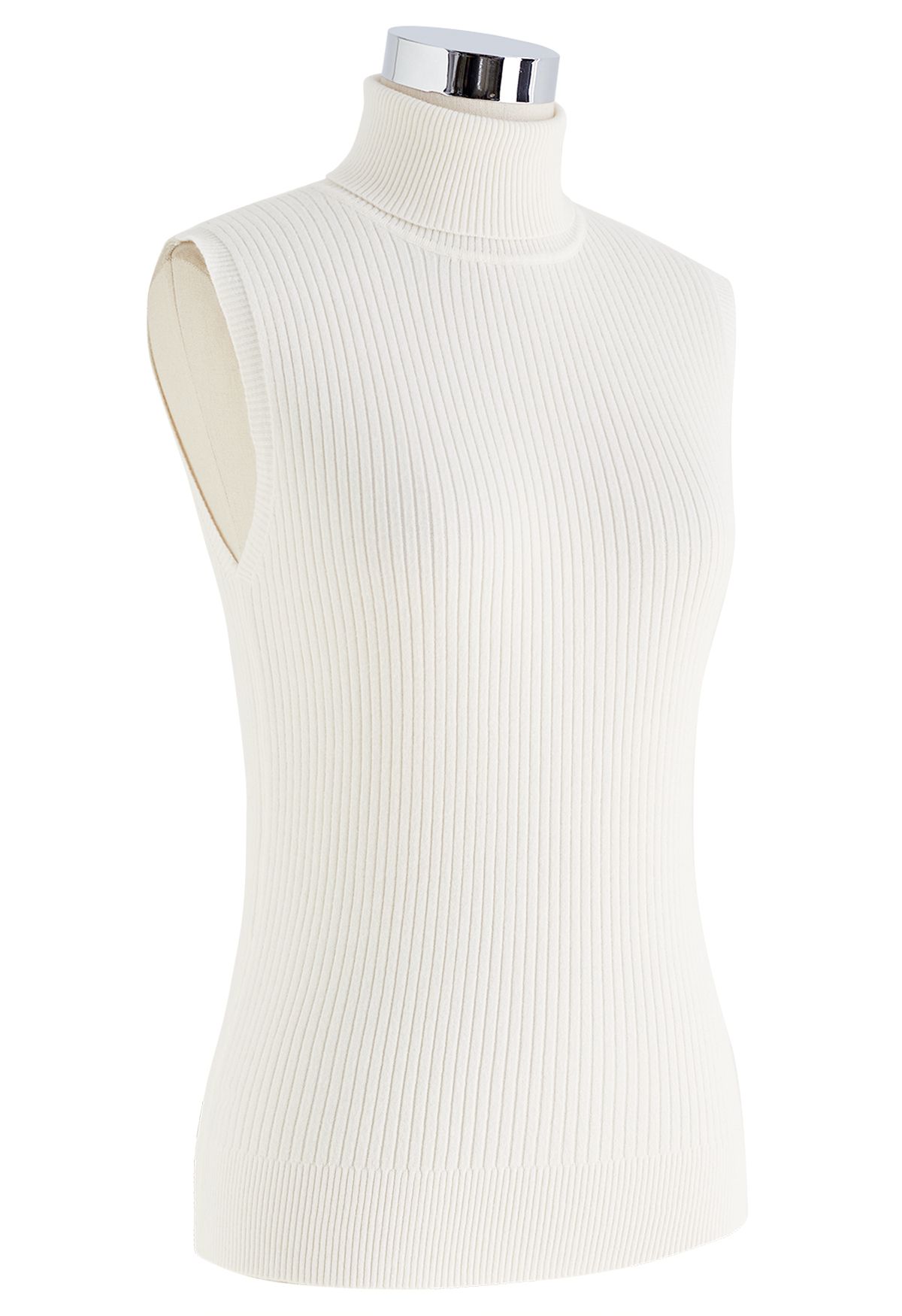 Turtleneck Soft Knit Sleeveless Top in White - Retro, Indie and Unique ...