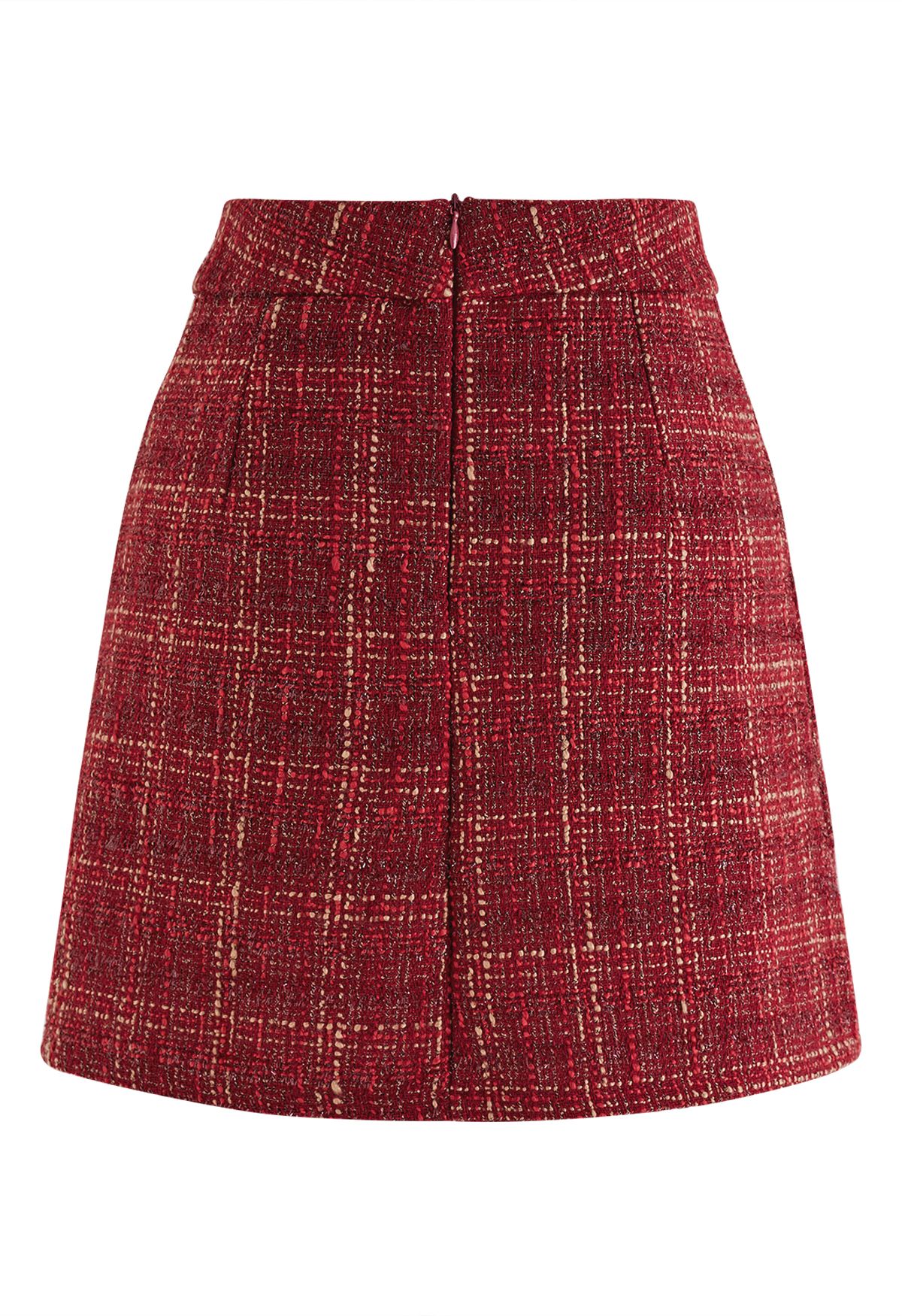 Metallic Thread Plaid Tweed Mini Skirt in Red - Retro, Indie and Unique ...