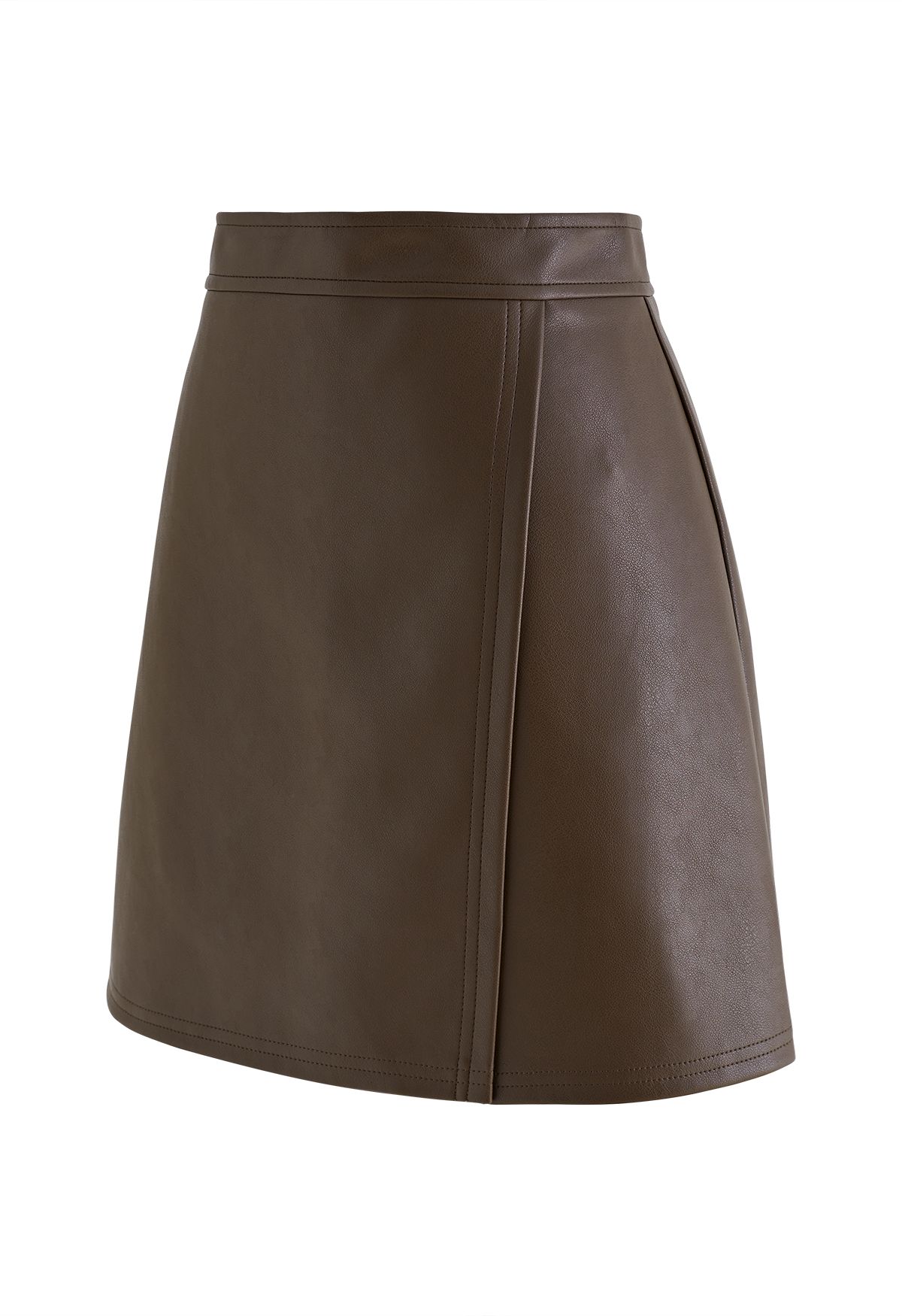 Nifty Faux Leather Flap Mini Bud Skirt in Brown - Retro, Indie and ...