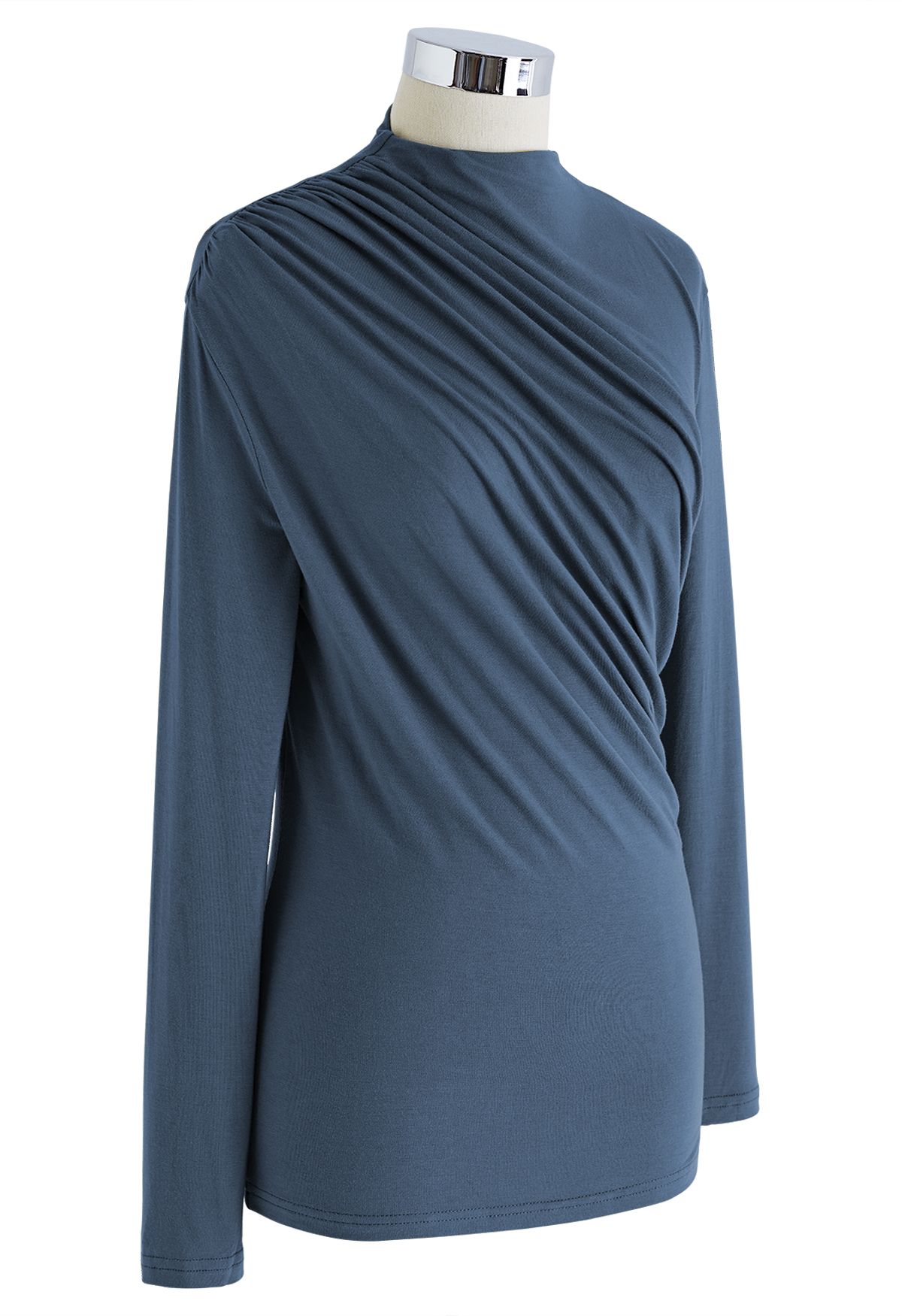 Ruched Long Sleeves Top in Teal