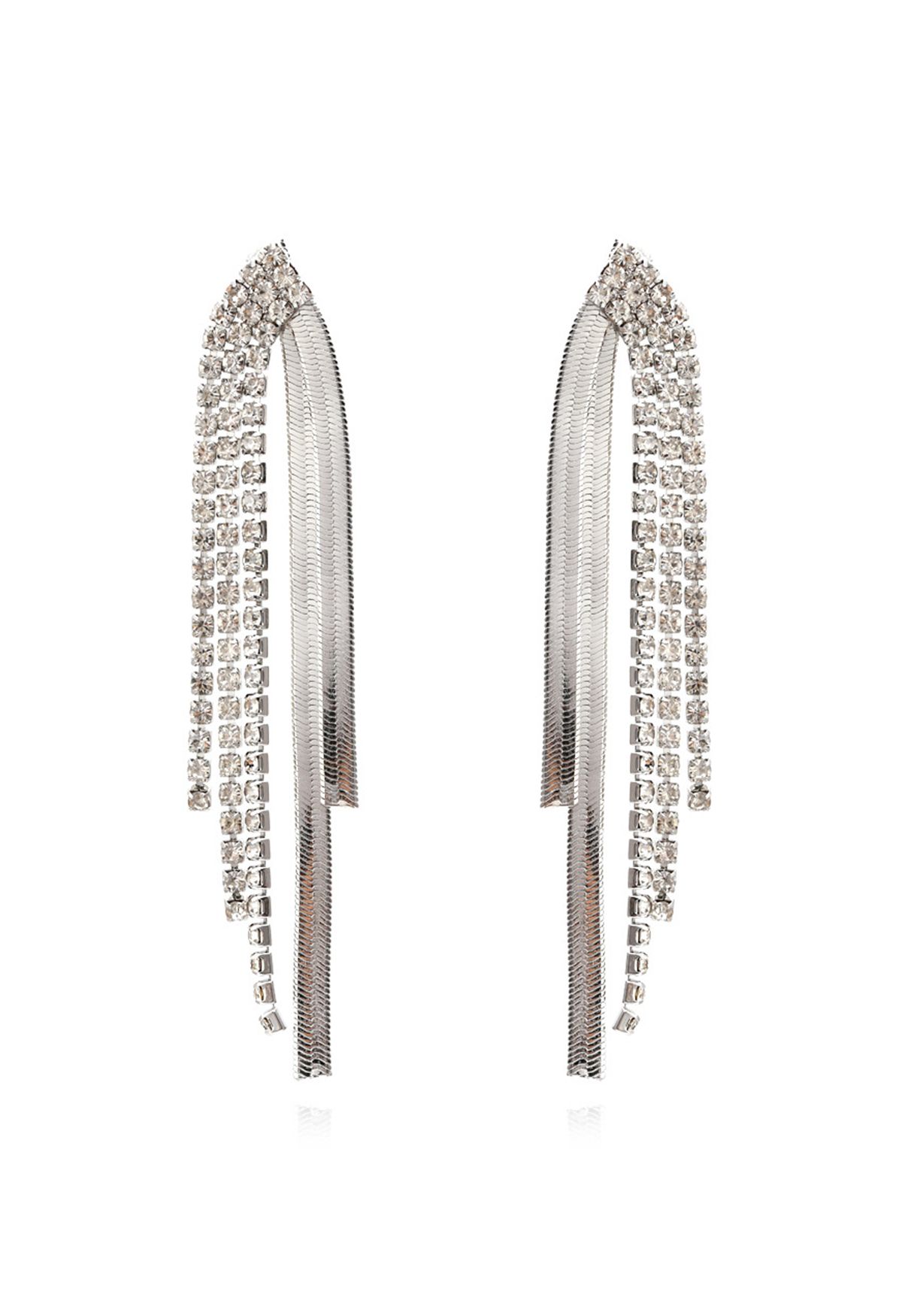 Luxury Diamond Trim Drop Earrings in Silver