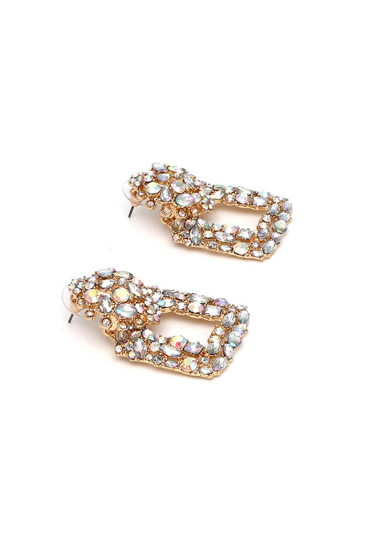 Retro Geometric Shiny Diamond Earrings