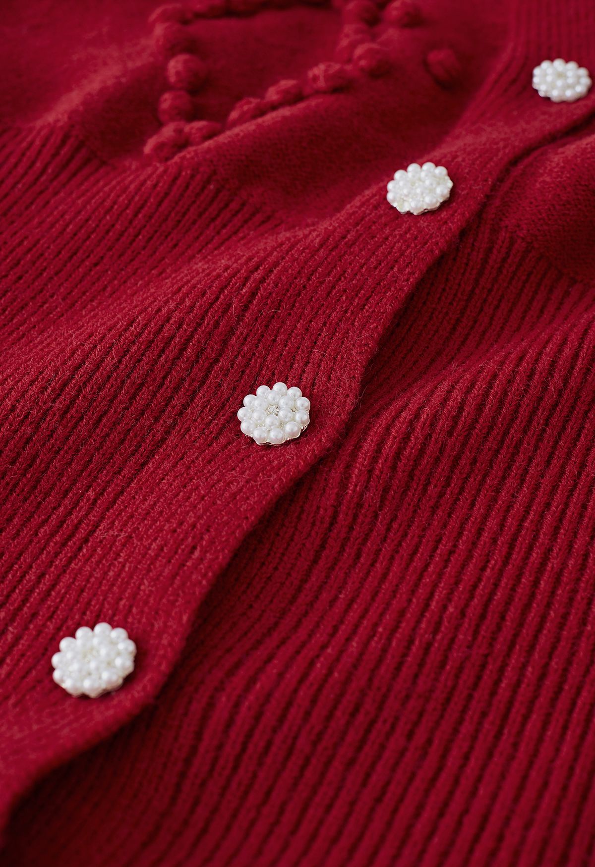 Diamond Pom-Pom Button Down Knit Cardigan